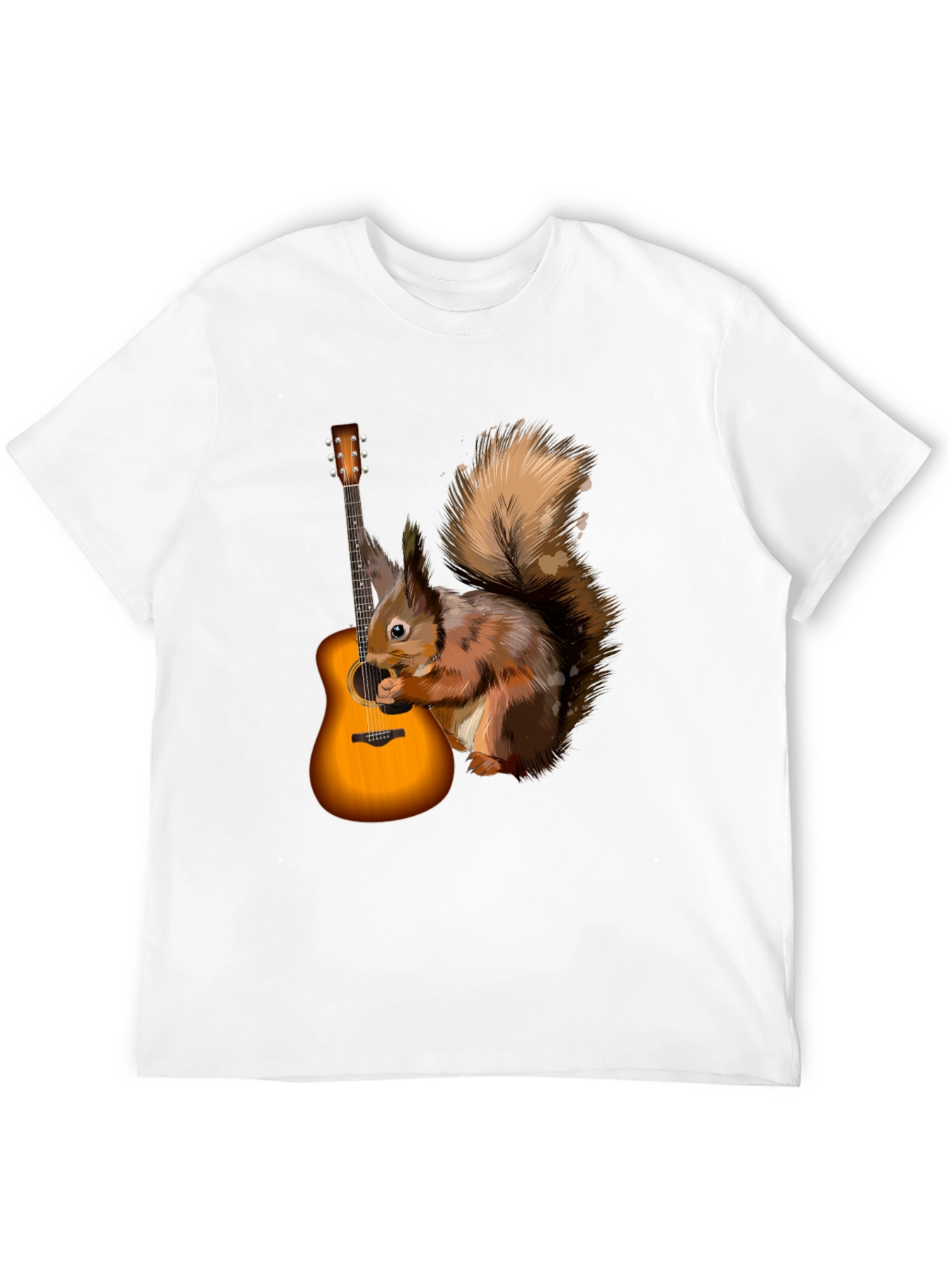 Squirrel Guitarist Graphic Tee - Black Cotton Comfort