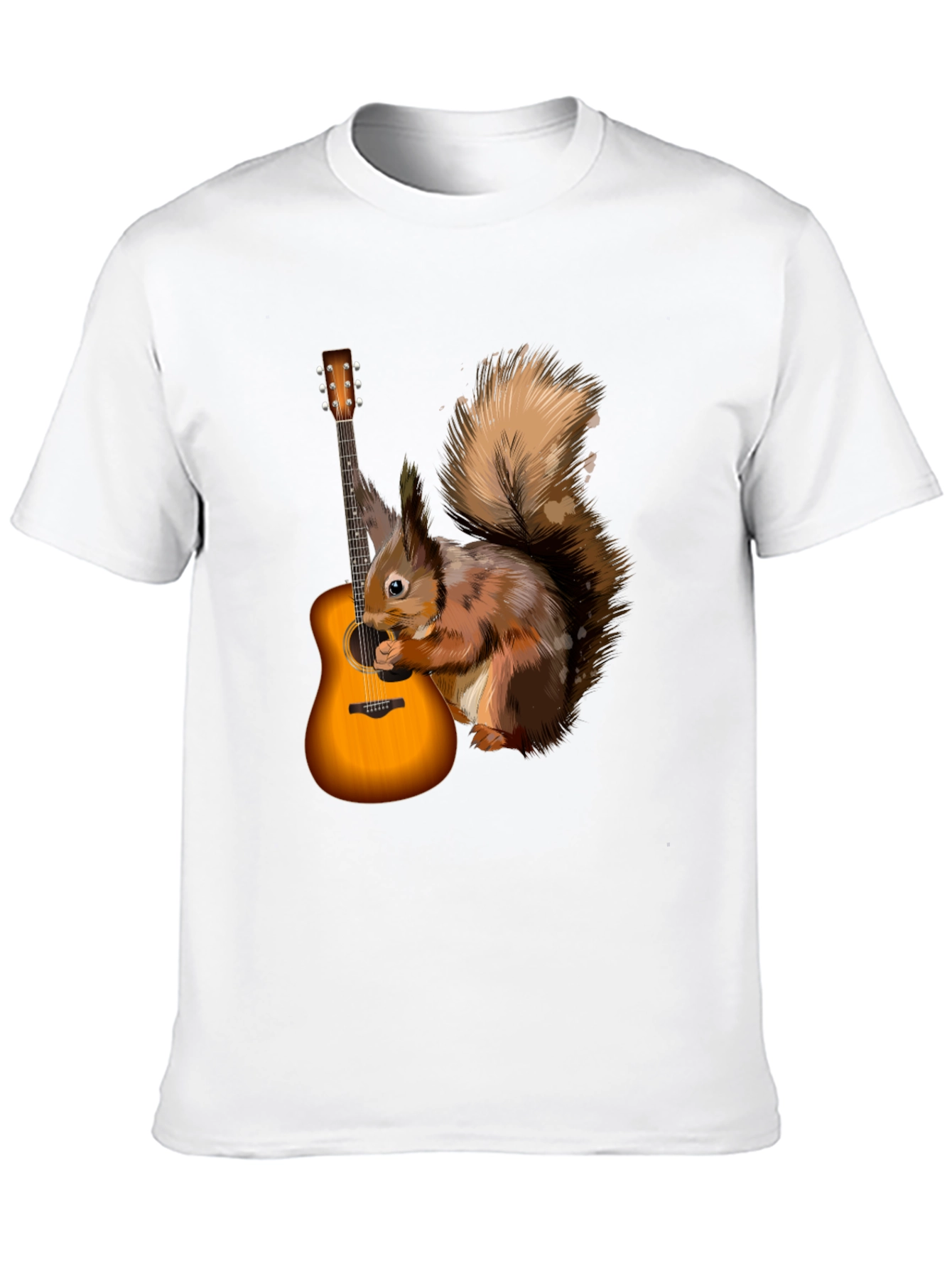 Squirrel Guitarist Graphic Tee - Black Cotton Comfort