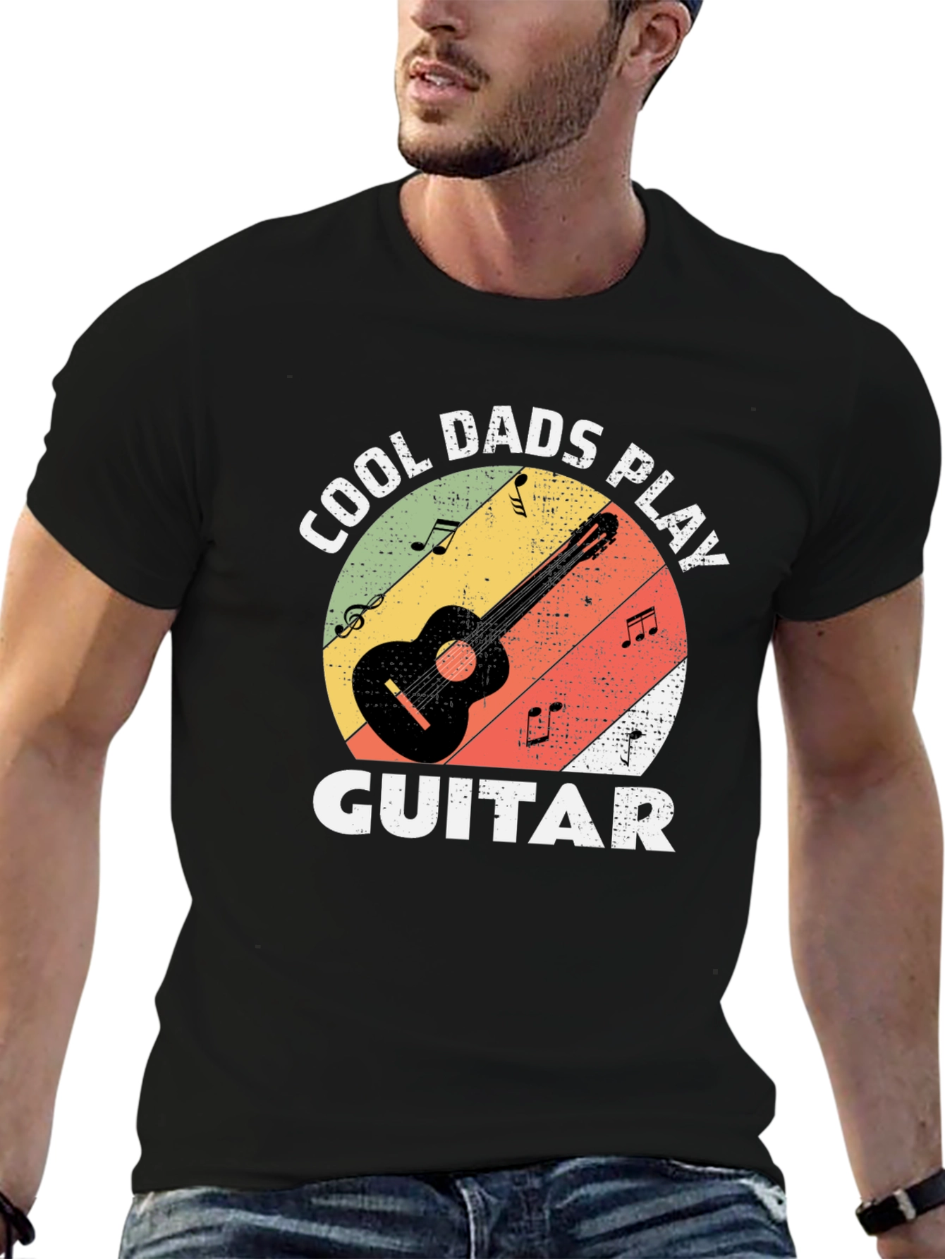 Cool Dads Play Guitar Black T-Shirt