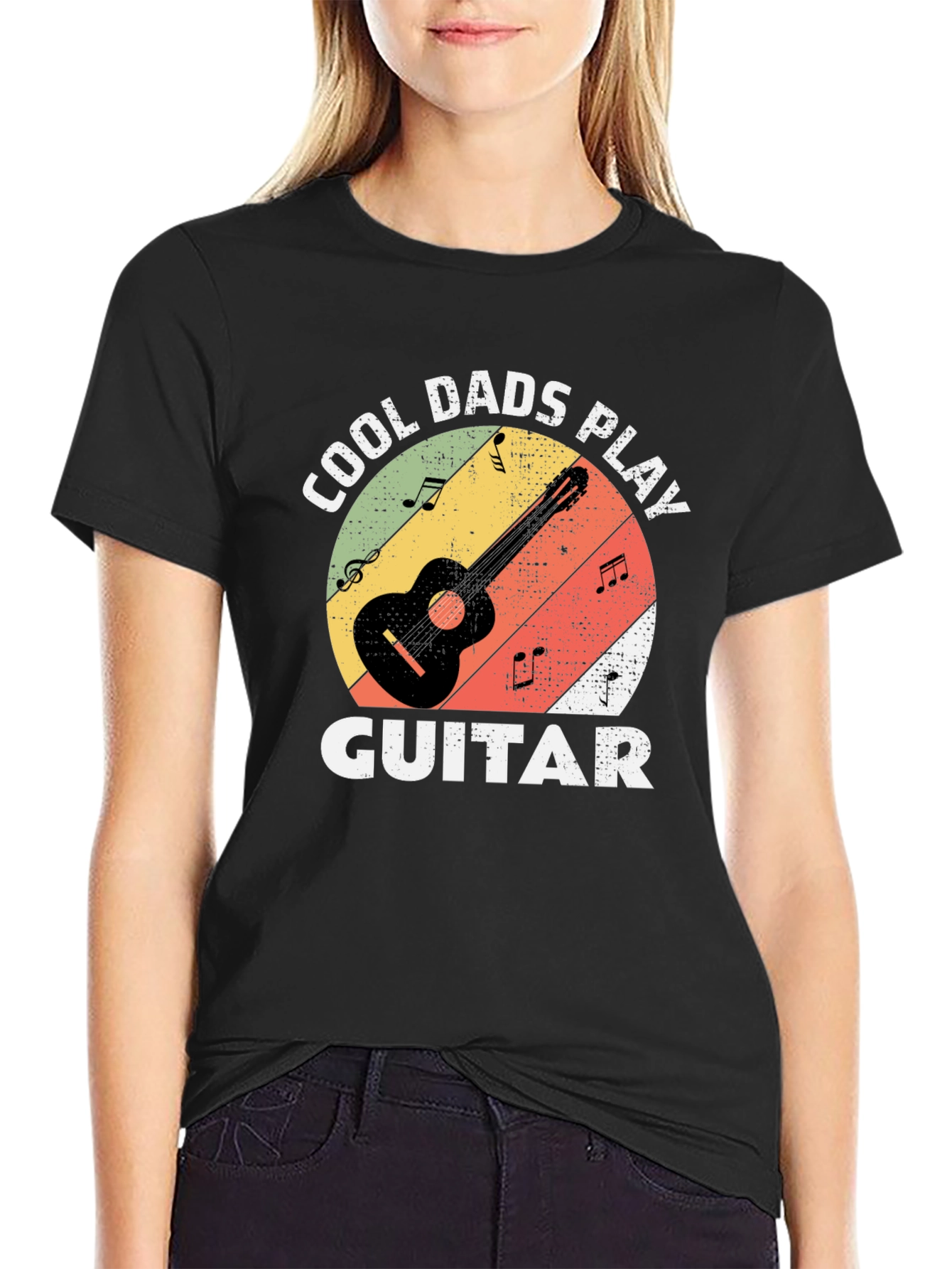 Cool Dads Play Guitar Black T-Shirt