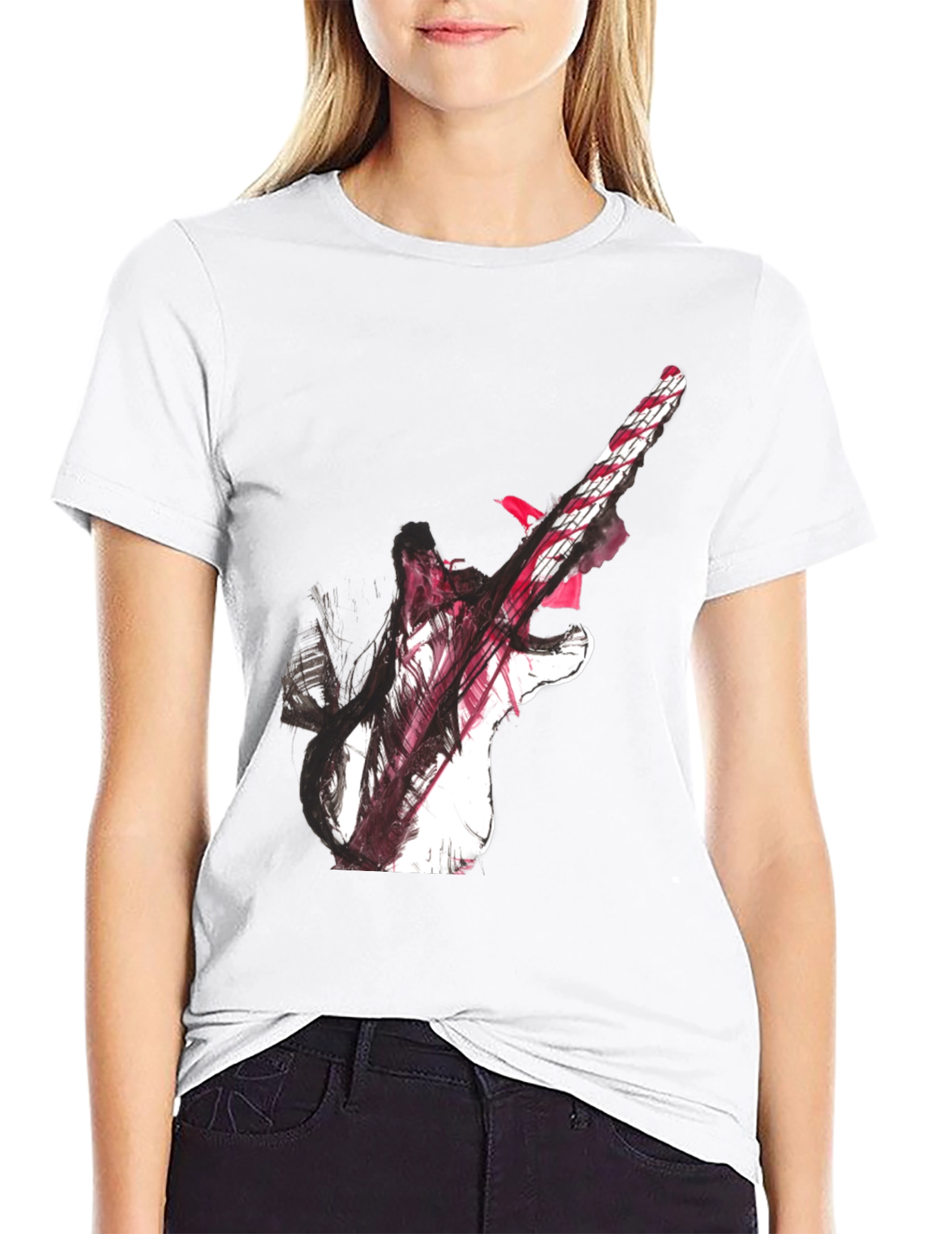 Abstract Guitar Graphic Black T-Shirt