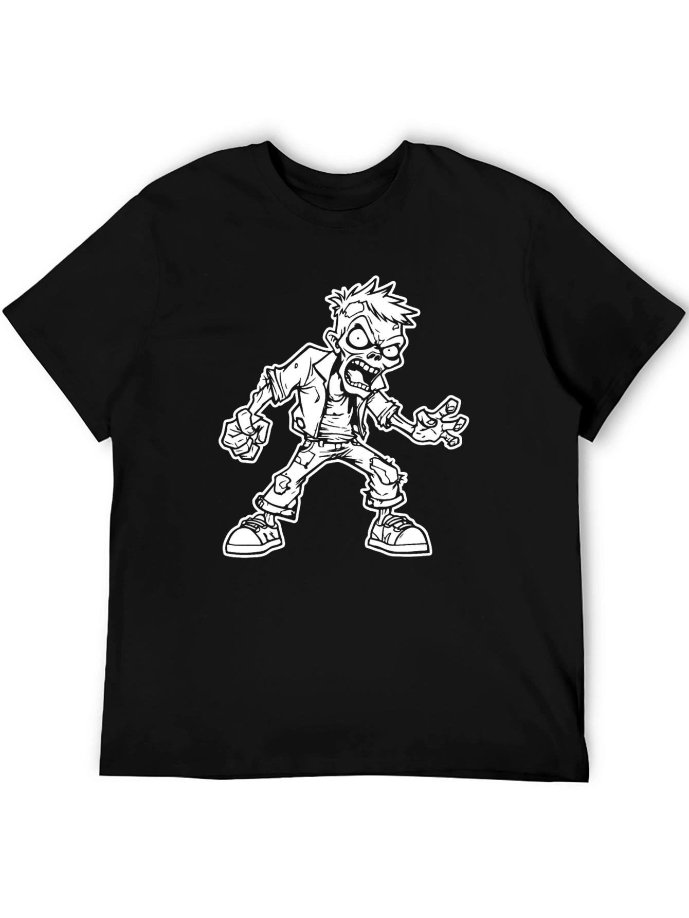 Zombie Graphic Tee - Black Cotton T-Shirt