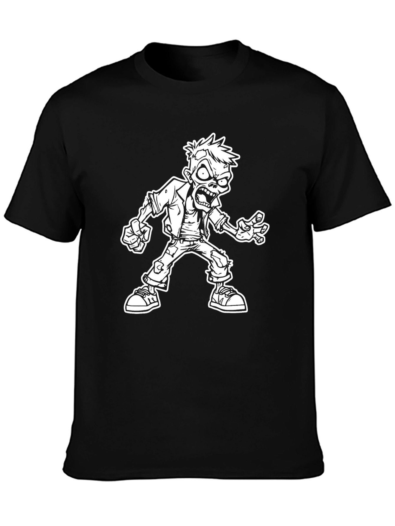 Zombie Graphic Tee - Black Cotton T-Shirt