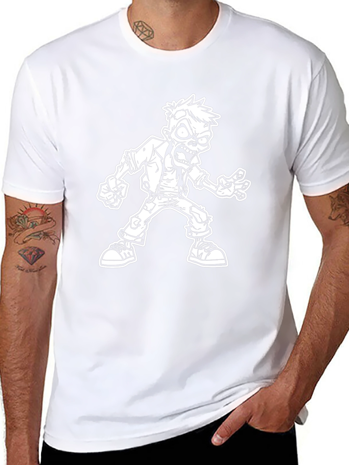 Zombie Graphic Tee - Black Cotton T-Shirt