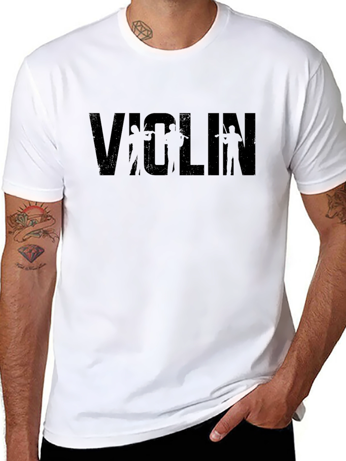Violin Players Graphic Black T-Shirt