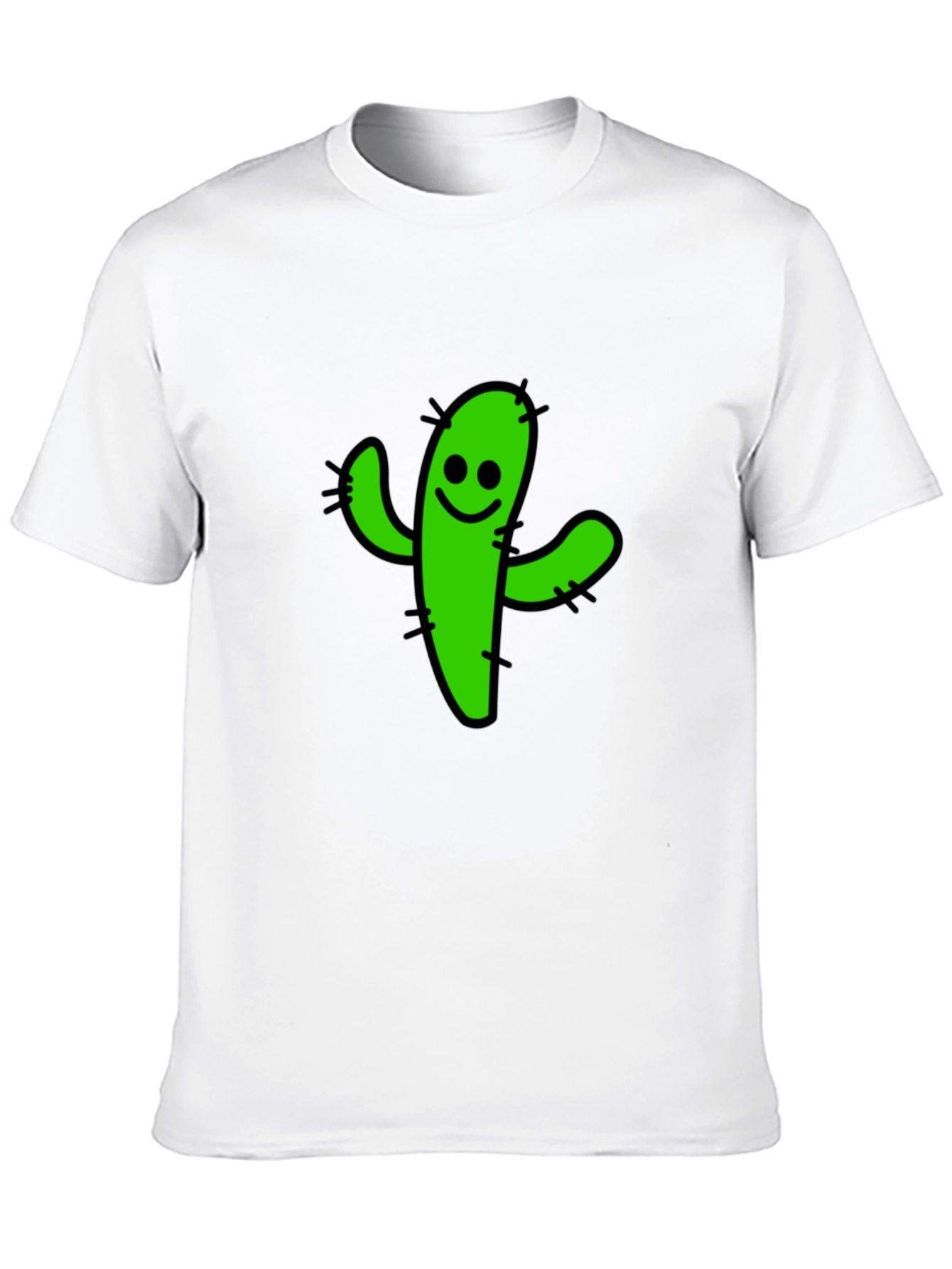 Smiling Cactus Graphic T-Shirt - Casual Black Tee