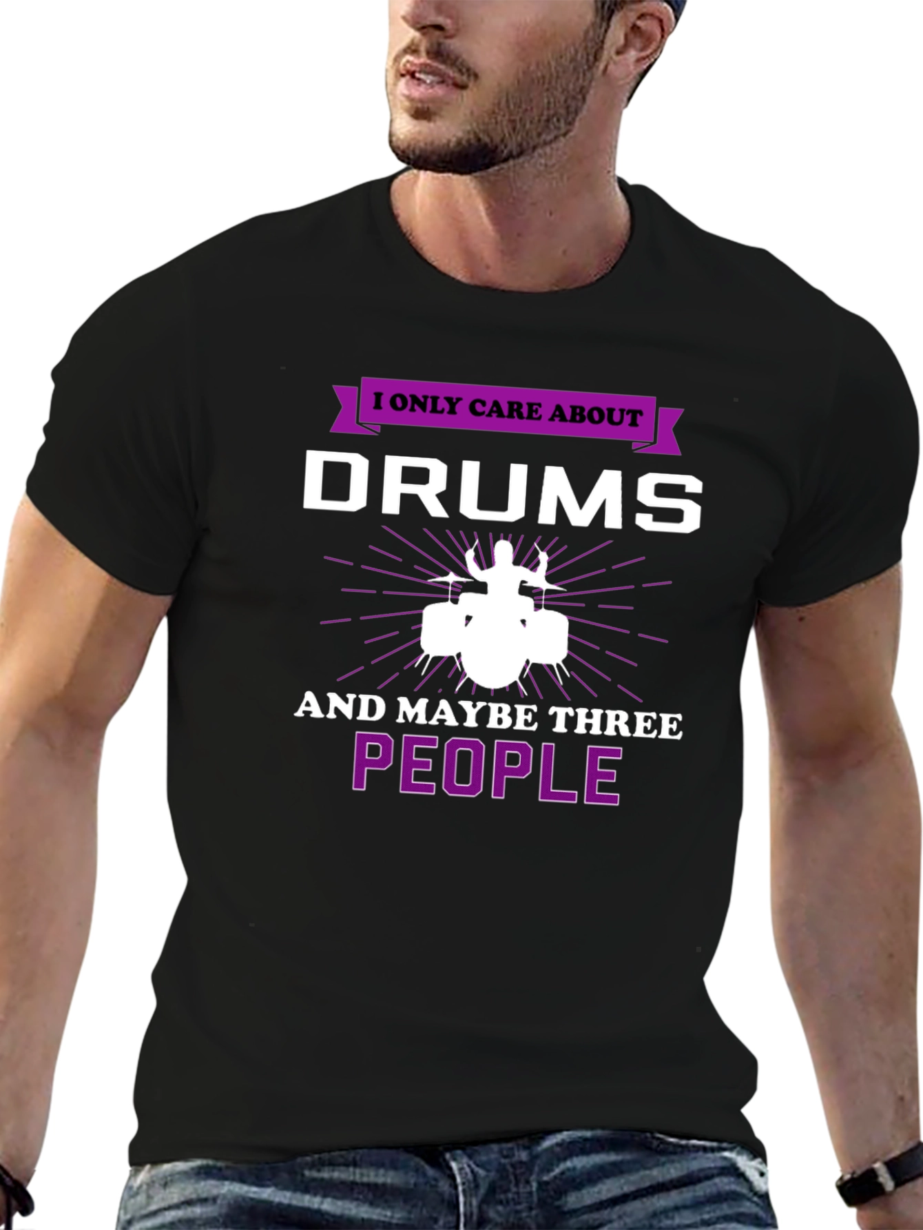 Drummers Tee: I Only Care About Drums Graphic T-Shirt