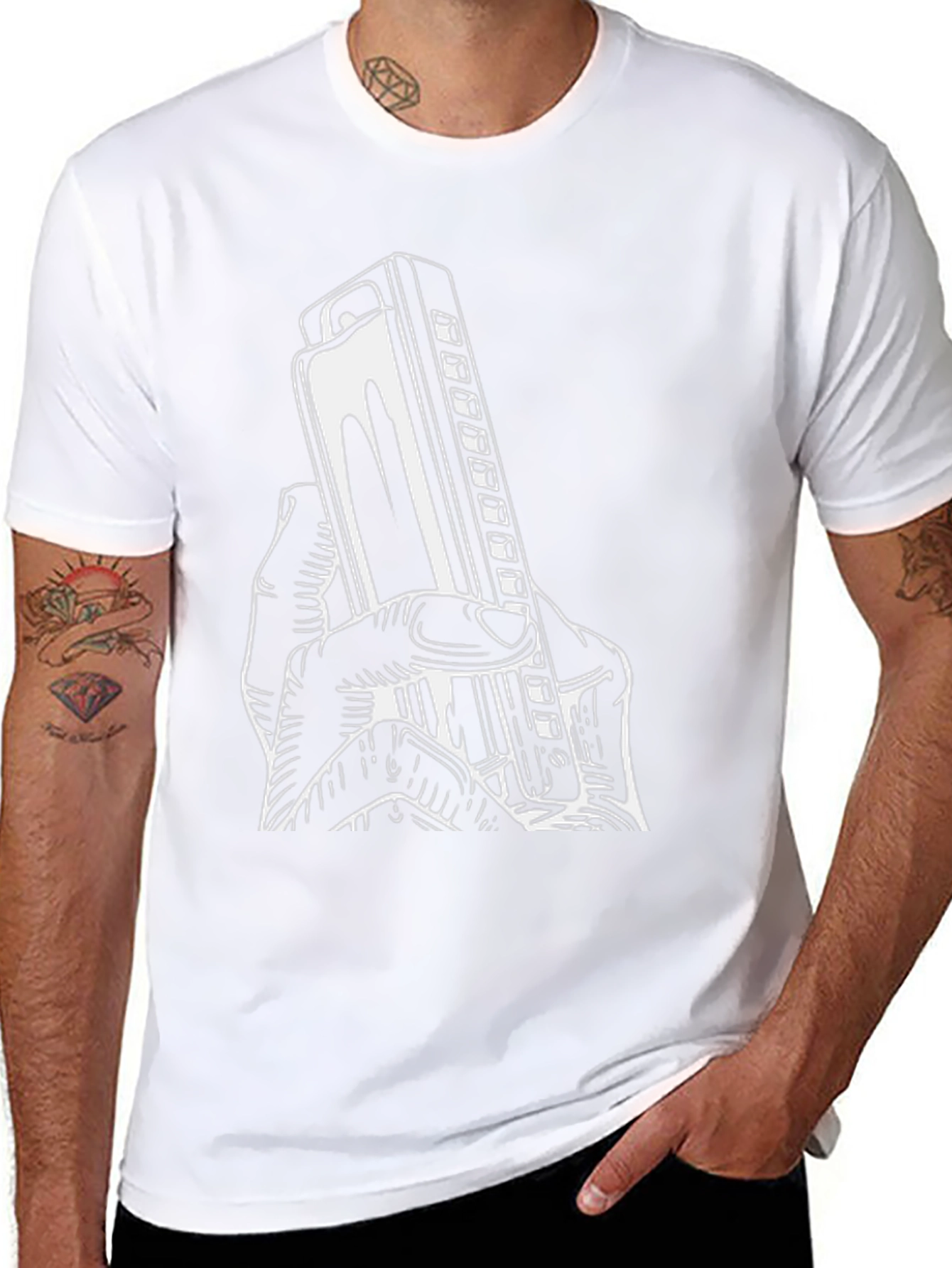 Harmonica Player T-Shirt - Black Graphic Tee