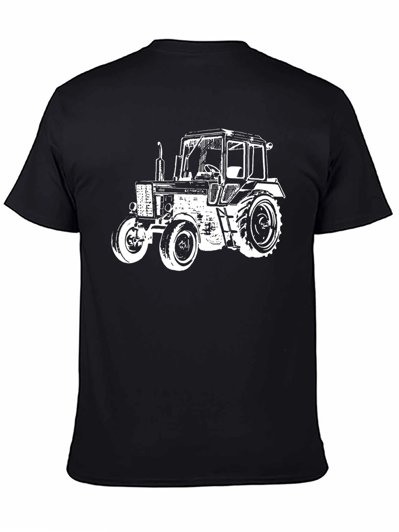 Tractor Graphic Tee - Black Cotton Casual Shirt