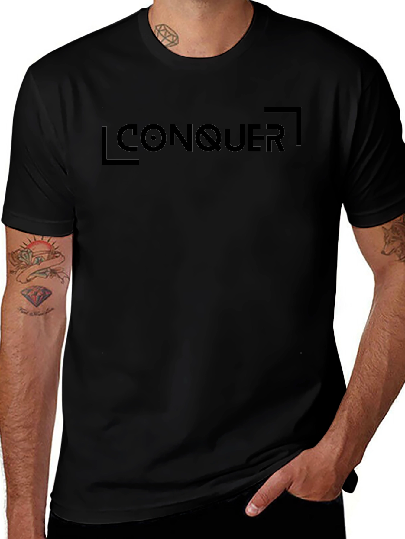 Conquer Graphic Tee - Black Cotton Comfort