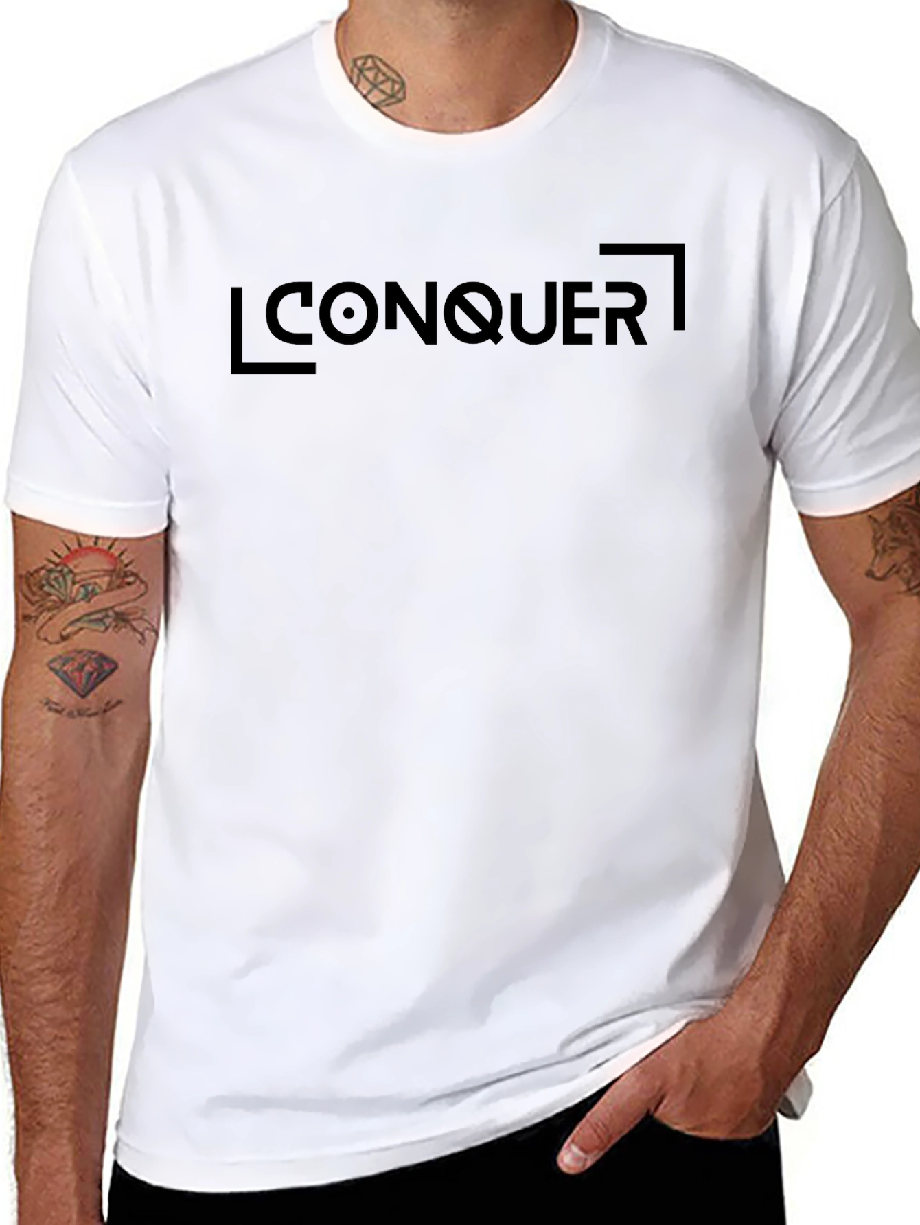 Conquer Graphic Tee - Black Cotton Comfort
