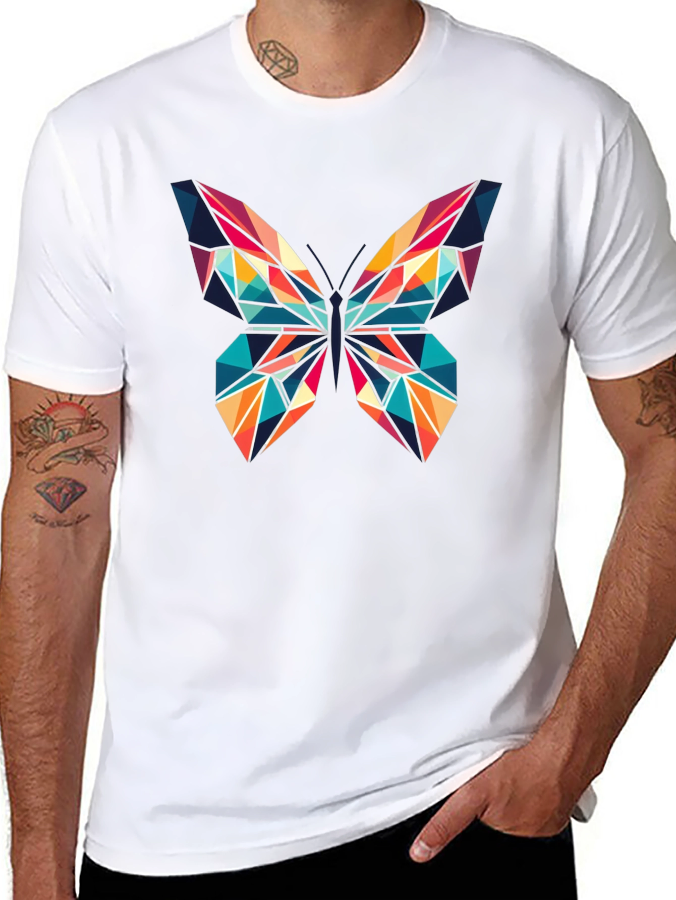 Geometric Butterfly Graphic Print T-Shirt