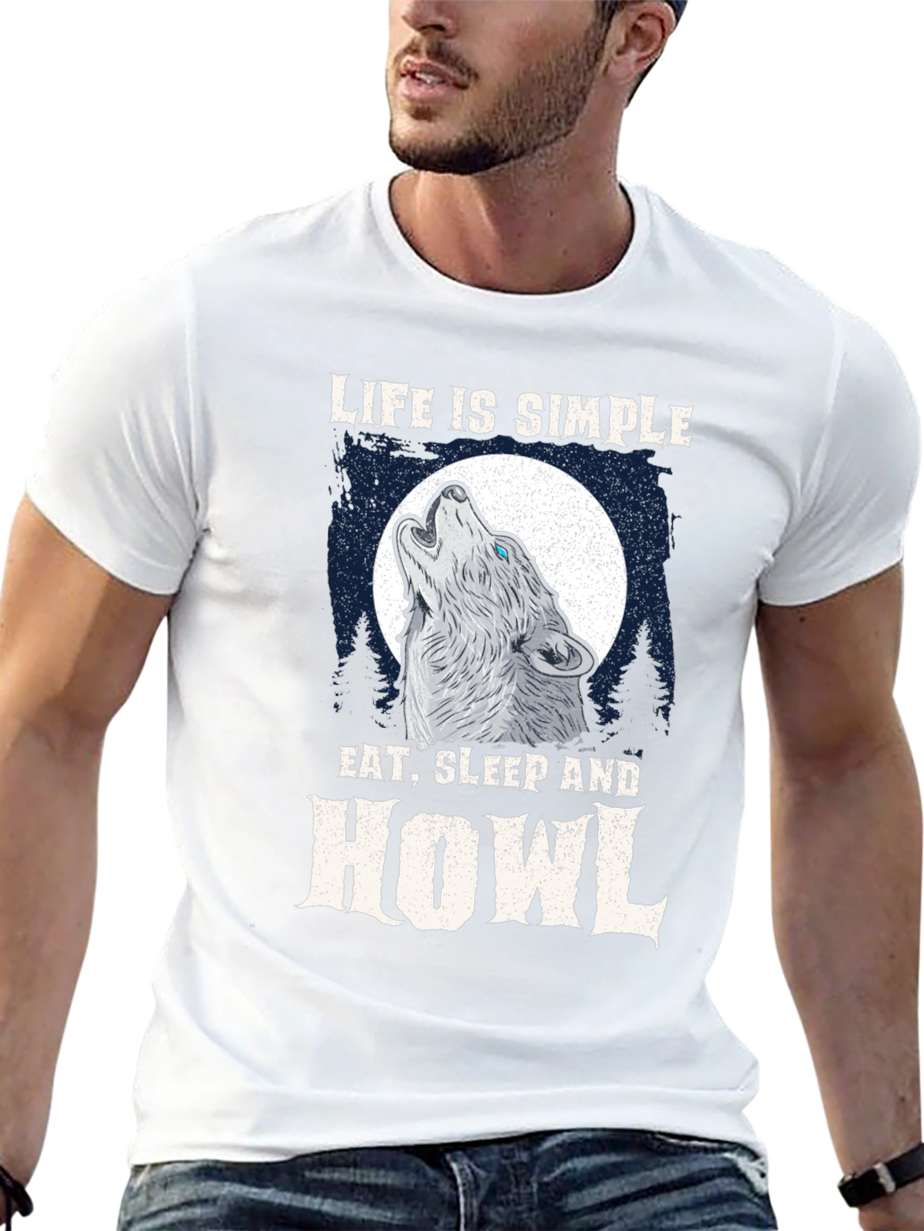 Life is Simple Wolf Howl Graphic Tee