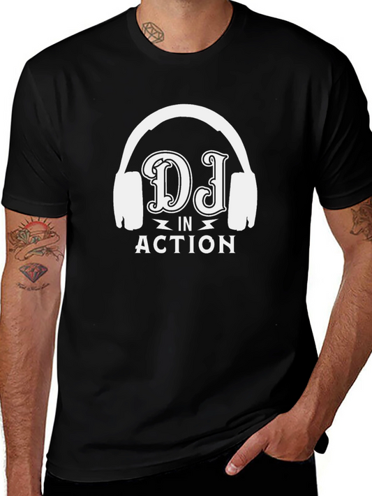 DJ in Action Graphic T-Shirt - Black