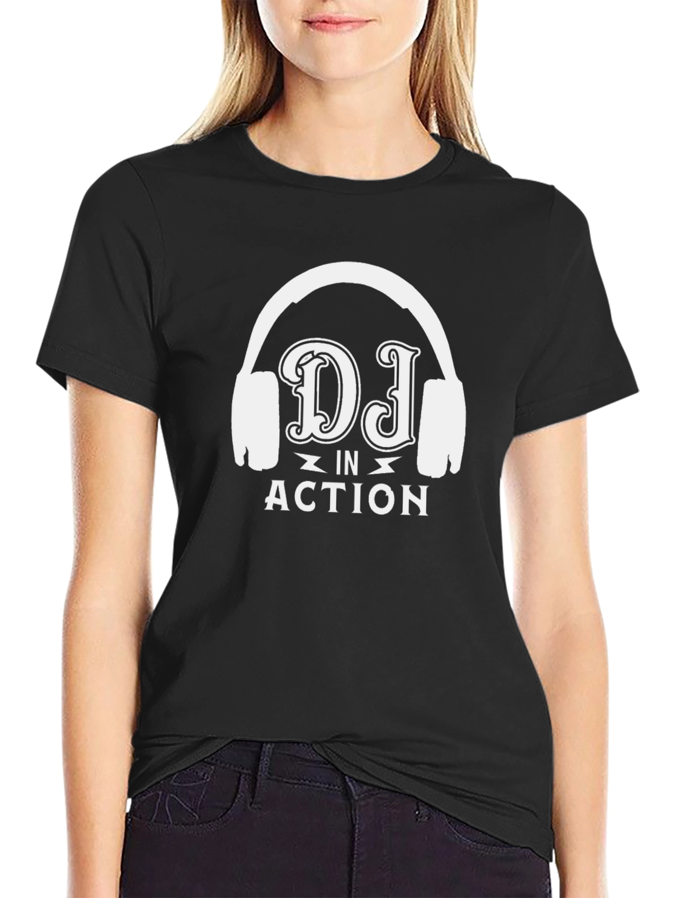 DJ in Action Graphic T-Shirt - Black