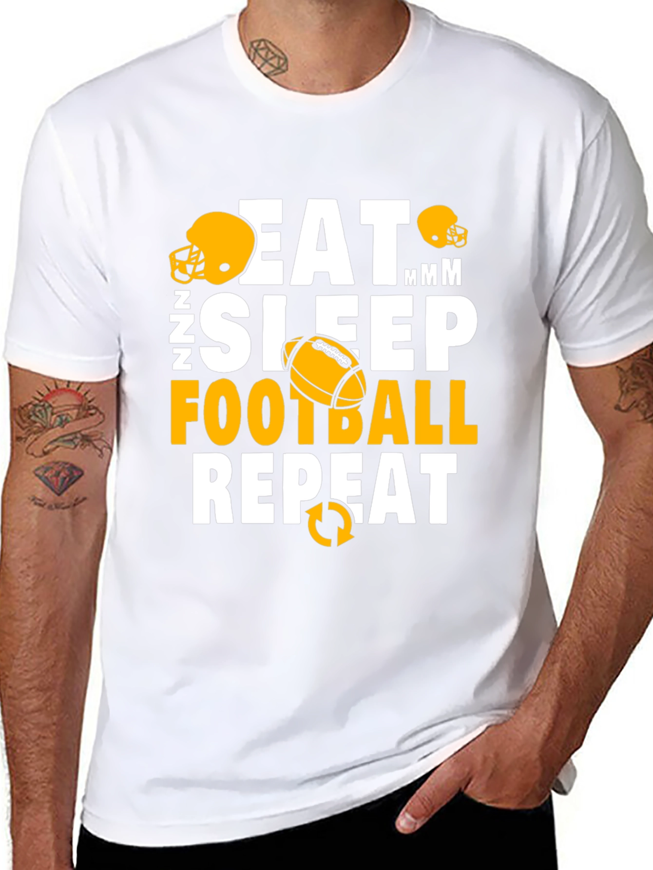 Eat Sleep Football Repeat Black Graphic T-Shirt