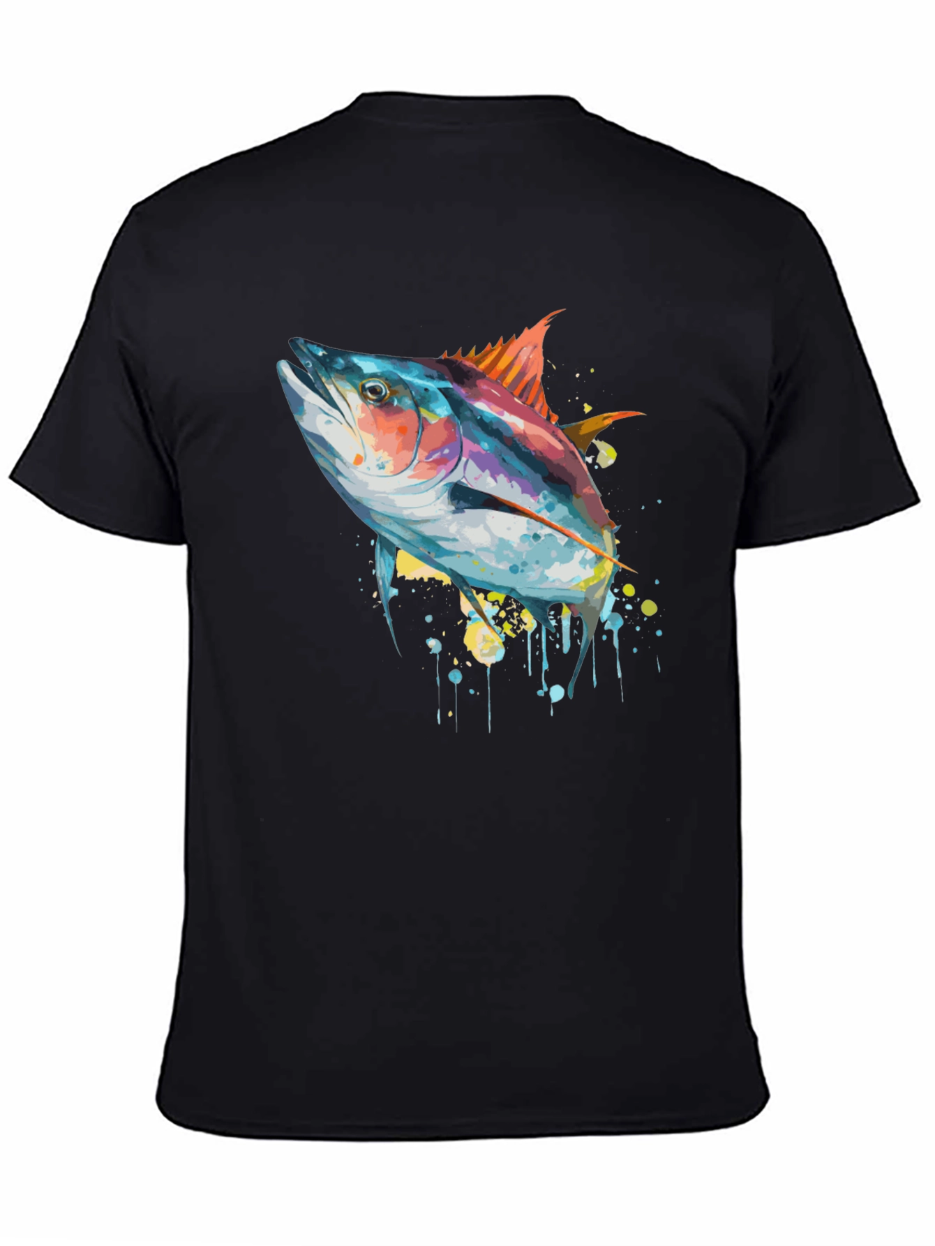 Stylish Tuna Fish Graphic Tee - Black