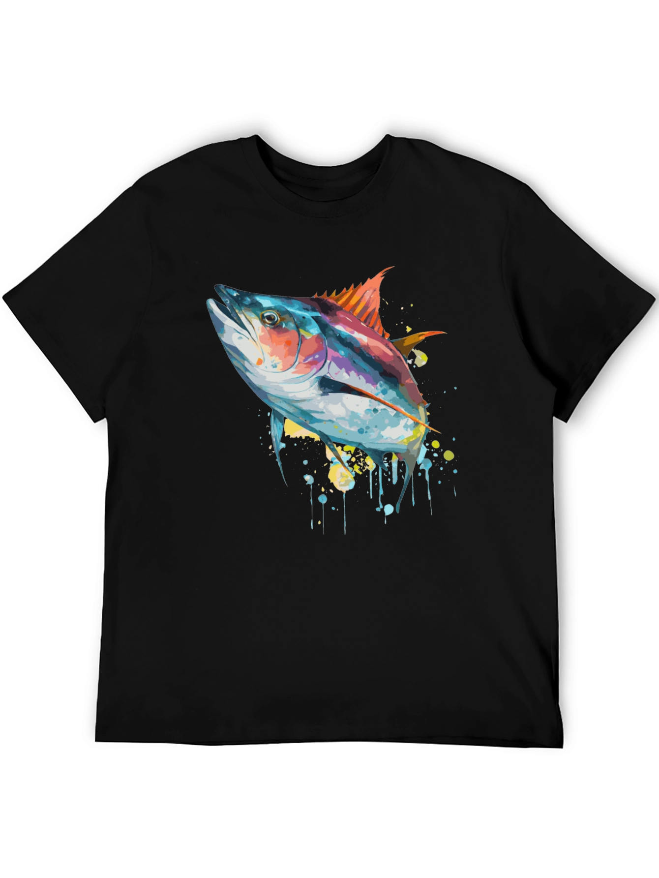 Stylish Tuna Fish Graphic Tee - Black