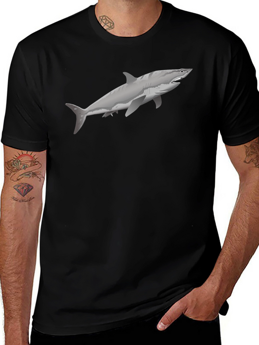 Shark Graphic Tee - Black Cotton T-Shirt