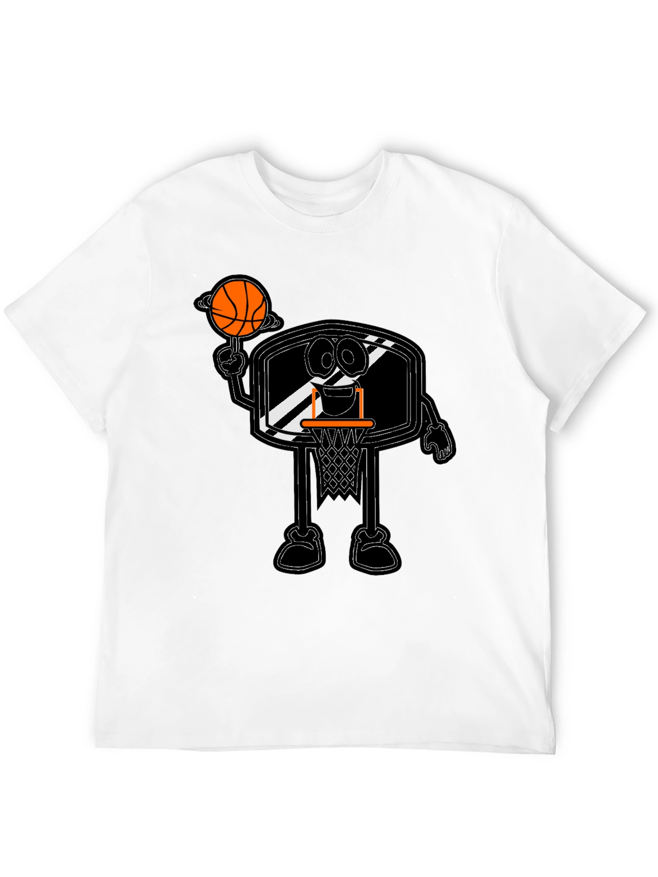 Cartoon Basketball Hoop Black T-Shirt