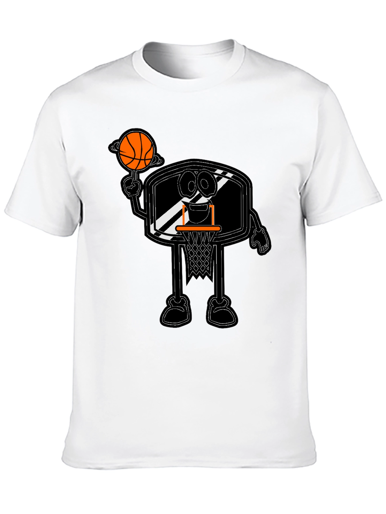 Cartoon Basketball Hoop Black T-Shirt