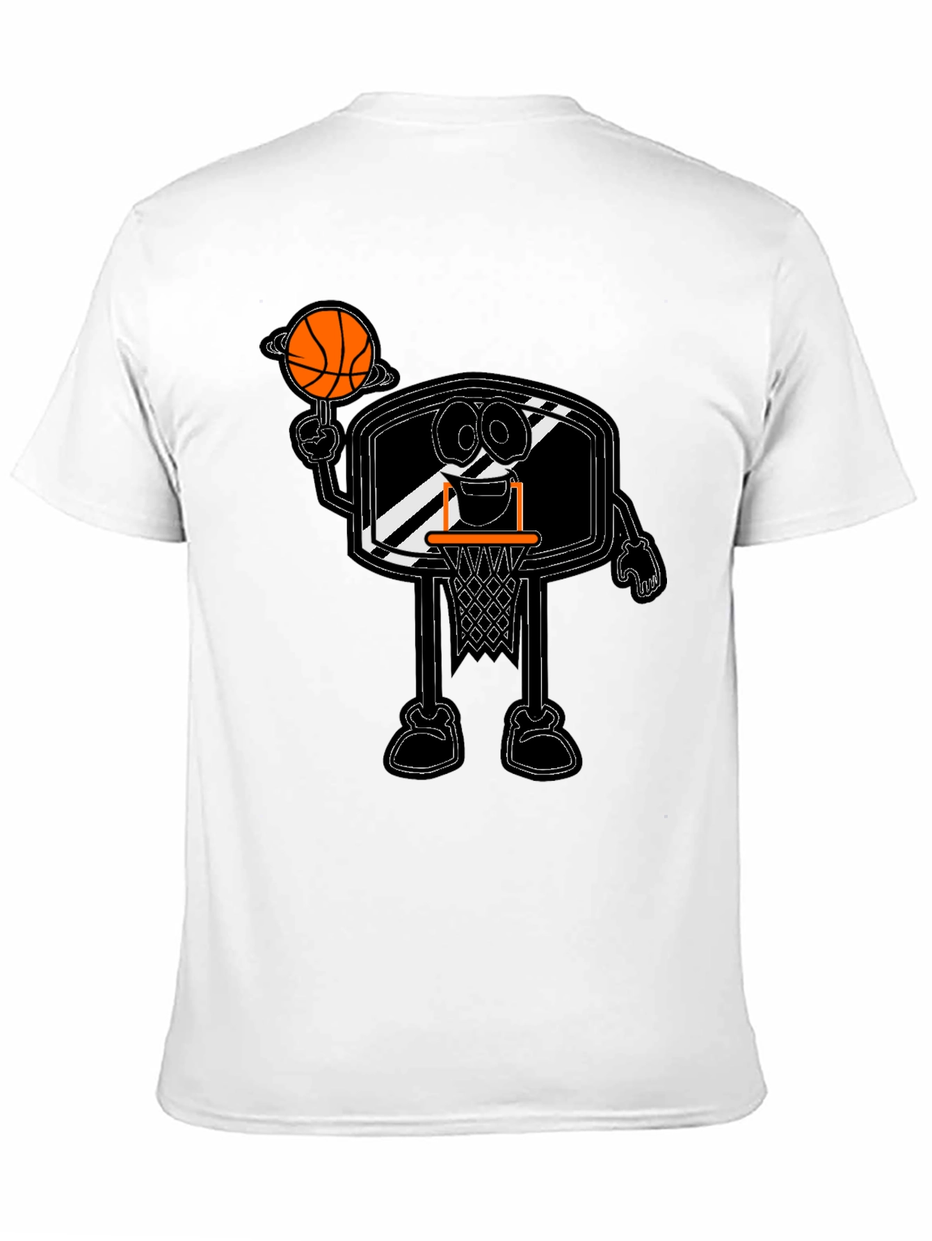Cartoon Basketball Hoop Black T-Shirt