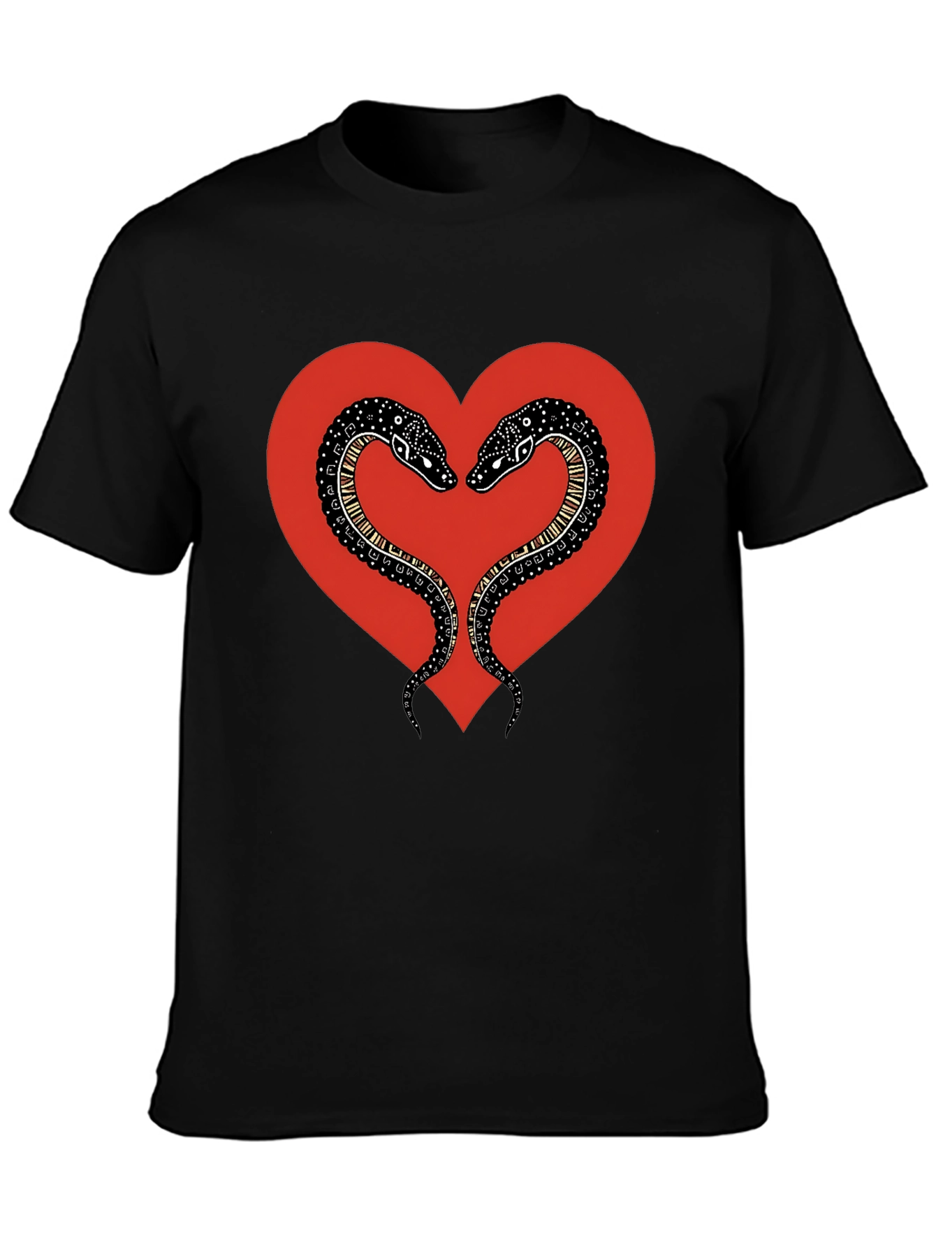 Snake Heart Graphic Tee - Black Cotton T-Shirt