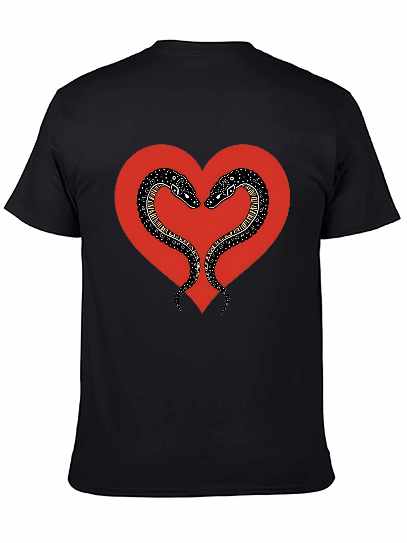 Snake Heart Graphic Tee - Black Cotton T-Shirt