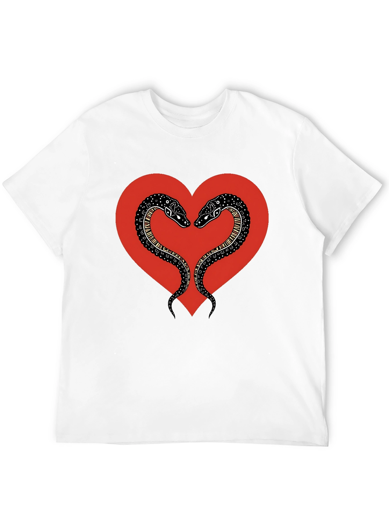 Snake Heart Graphic Tee - Black Cotton T-Shirt