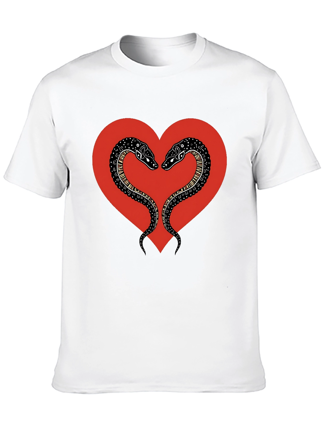 Snake Heart Graphic Tee - Black Cotton T-Shirt