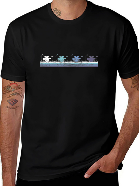 Cat Fishing T-Shirt - Pixel Art Design