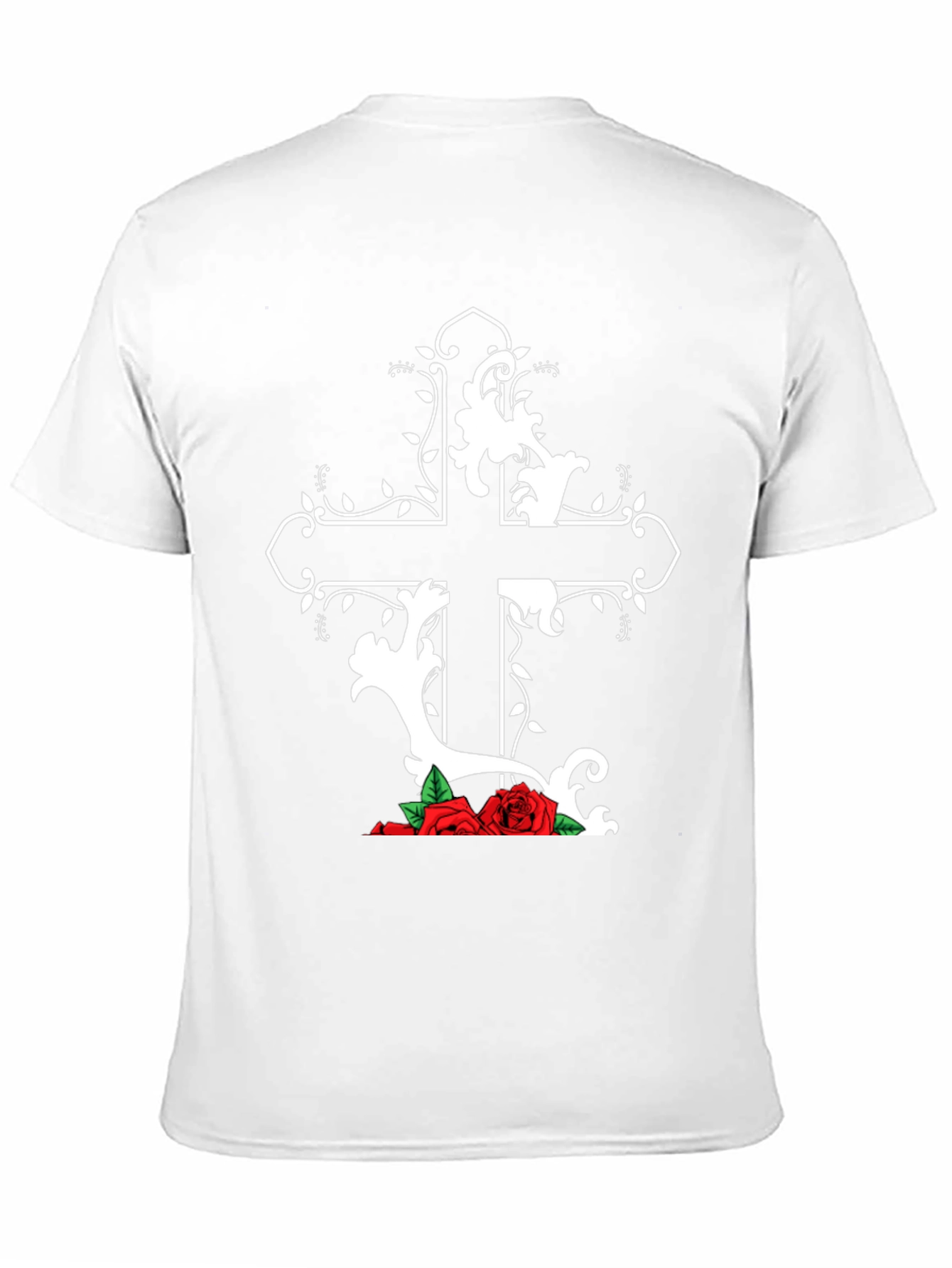 Gothic Cross & Roses Black T-Shirt
