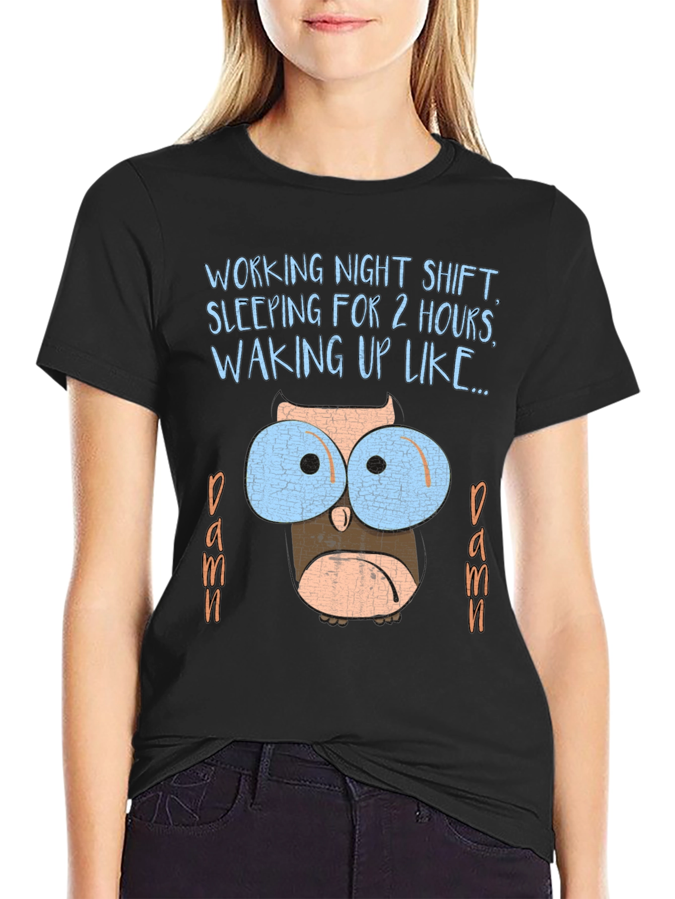 Night Shift Owl T-Shirt Funny Sleep Deprived Graphic Tee