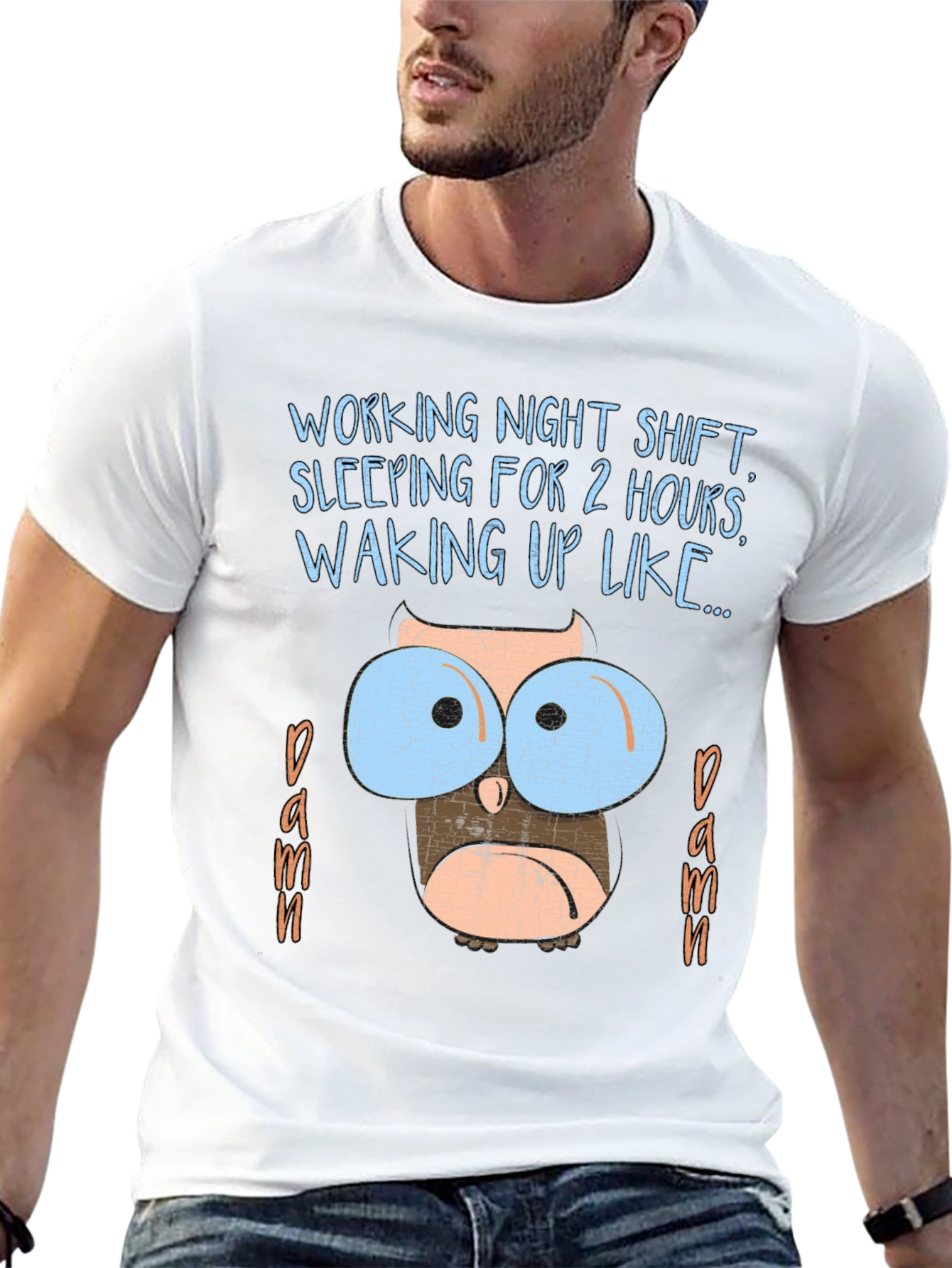 Night Shift Owl T-Shirt Funny Sleep Deprived Graphic Tee