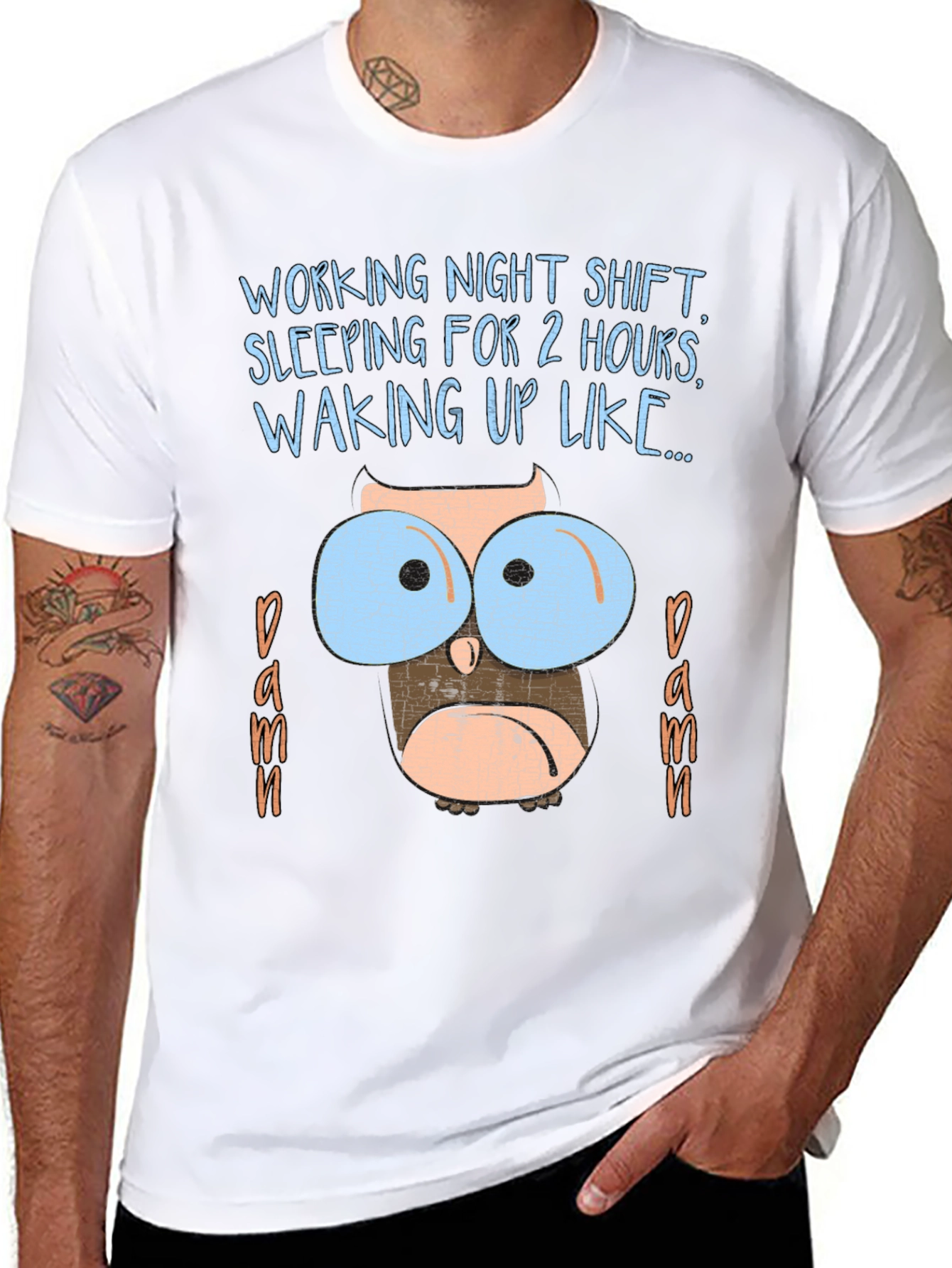 Night Shift Owl T-Shirt Funny Sleep Deprived Graphic Tee