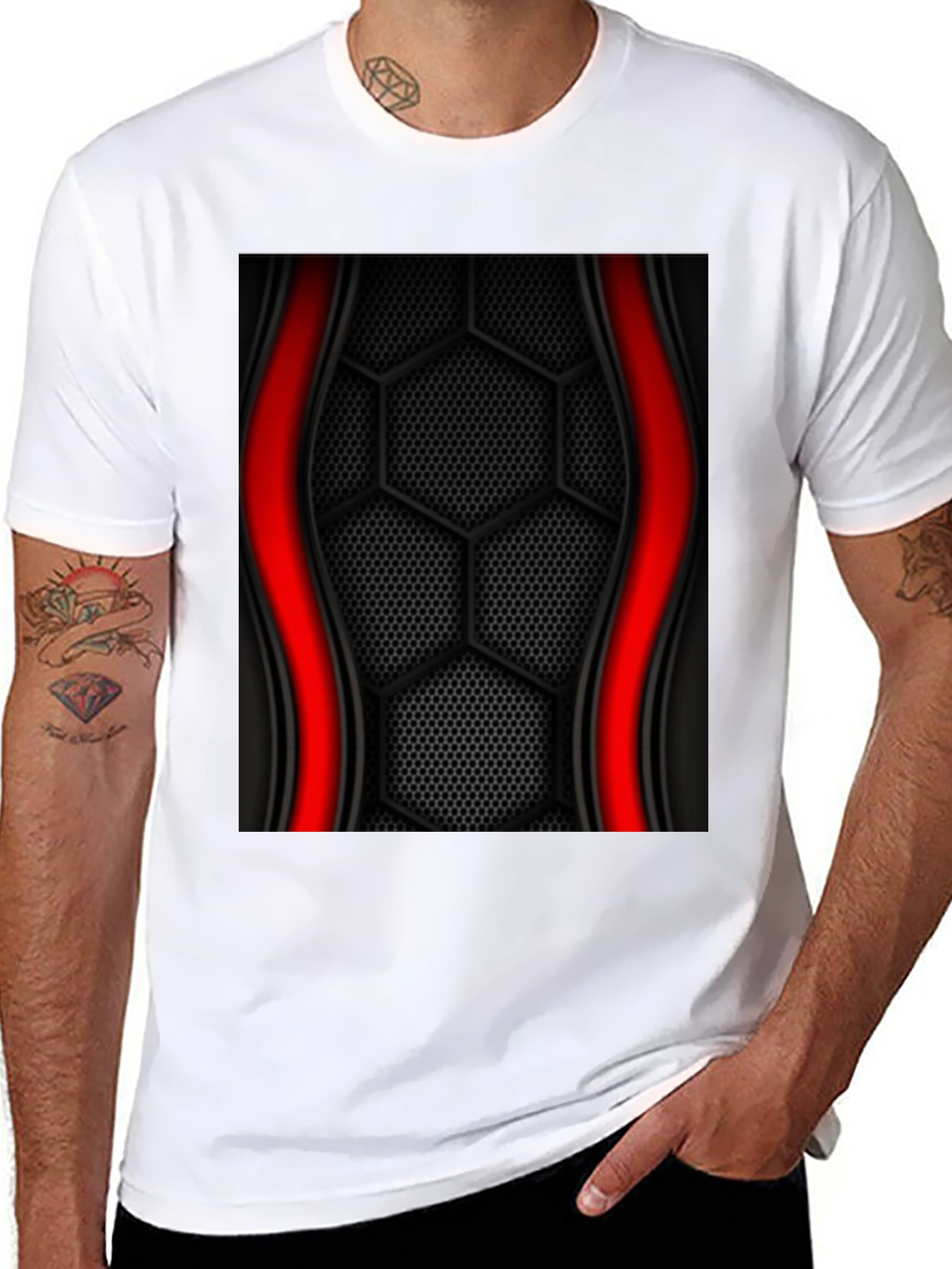 Black Hex Pattern Graphic Tee