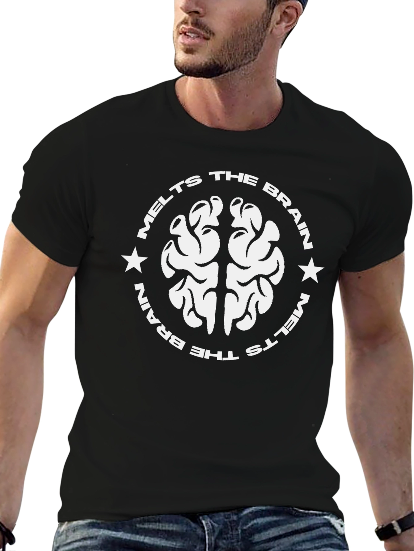 Melts the Brain Graphic Tee - Black Cotton Blend