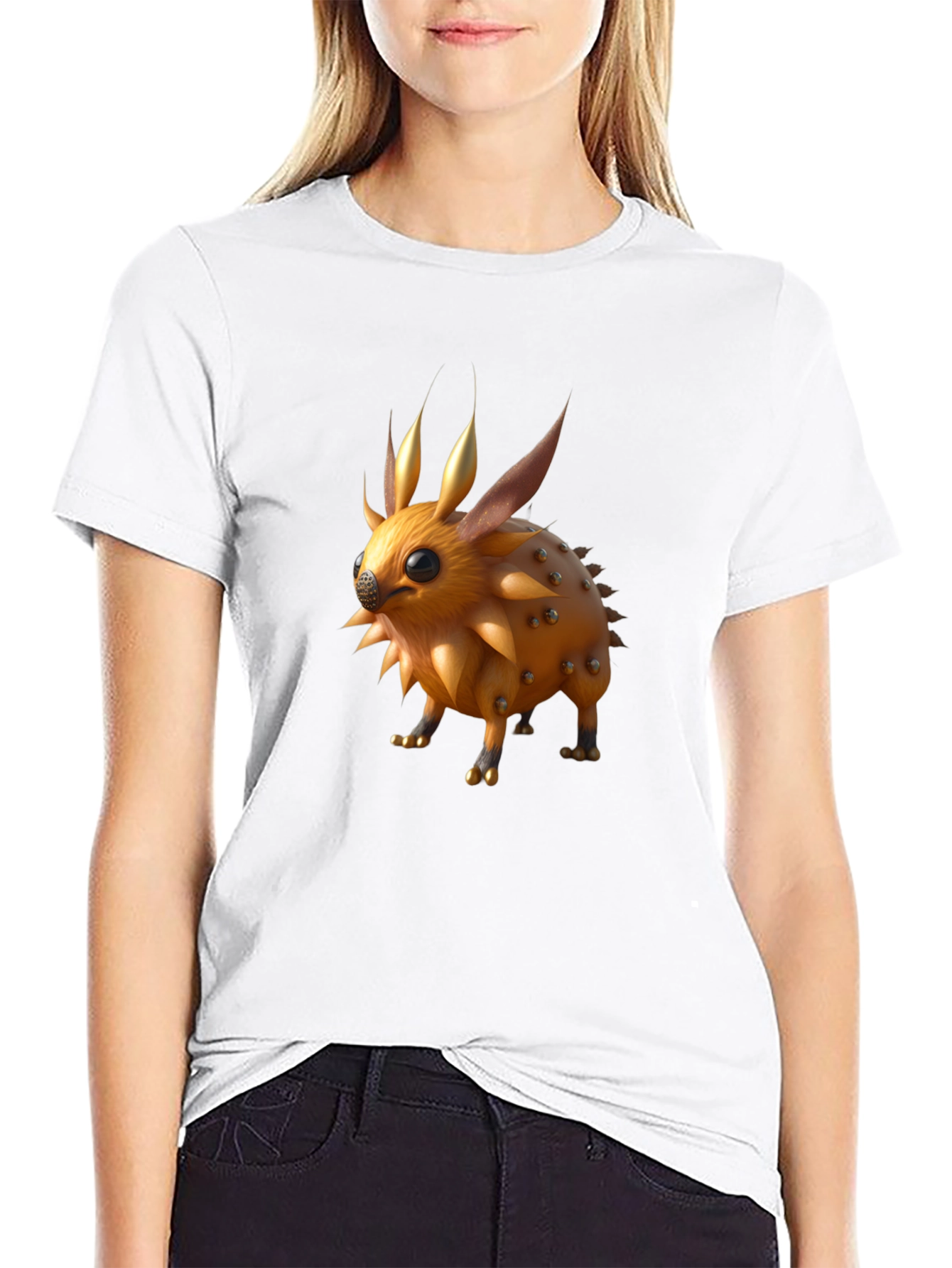 Spiky Creature Graphic Tee - Unisex Black T-Shirt