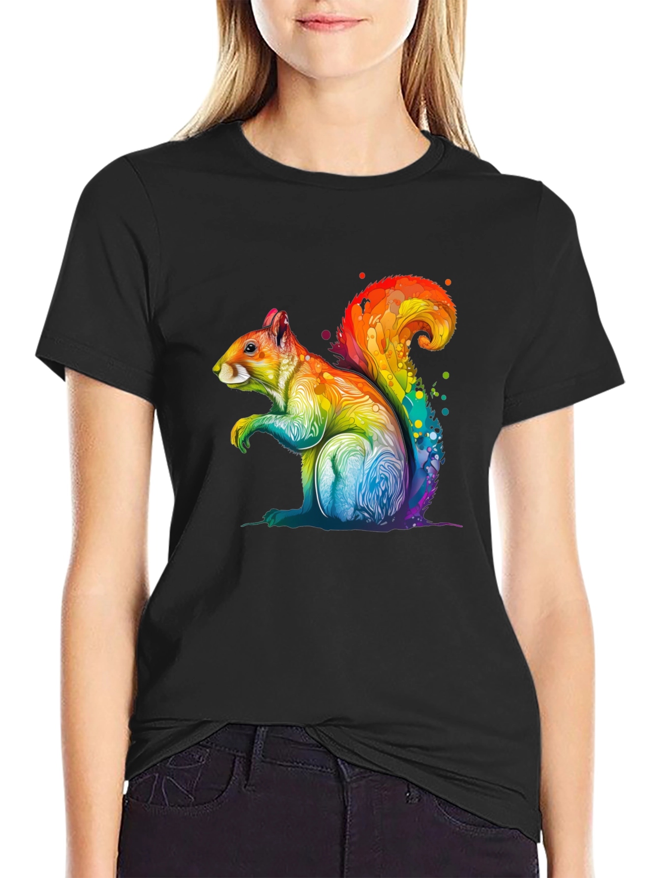 Rainbow Squirrel Graphic T-Shirt
