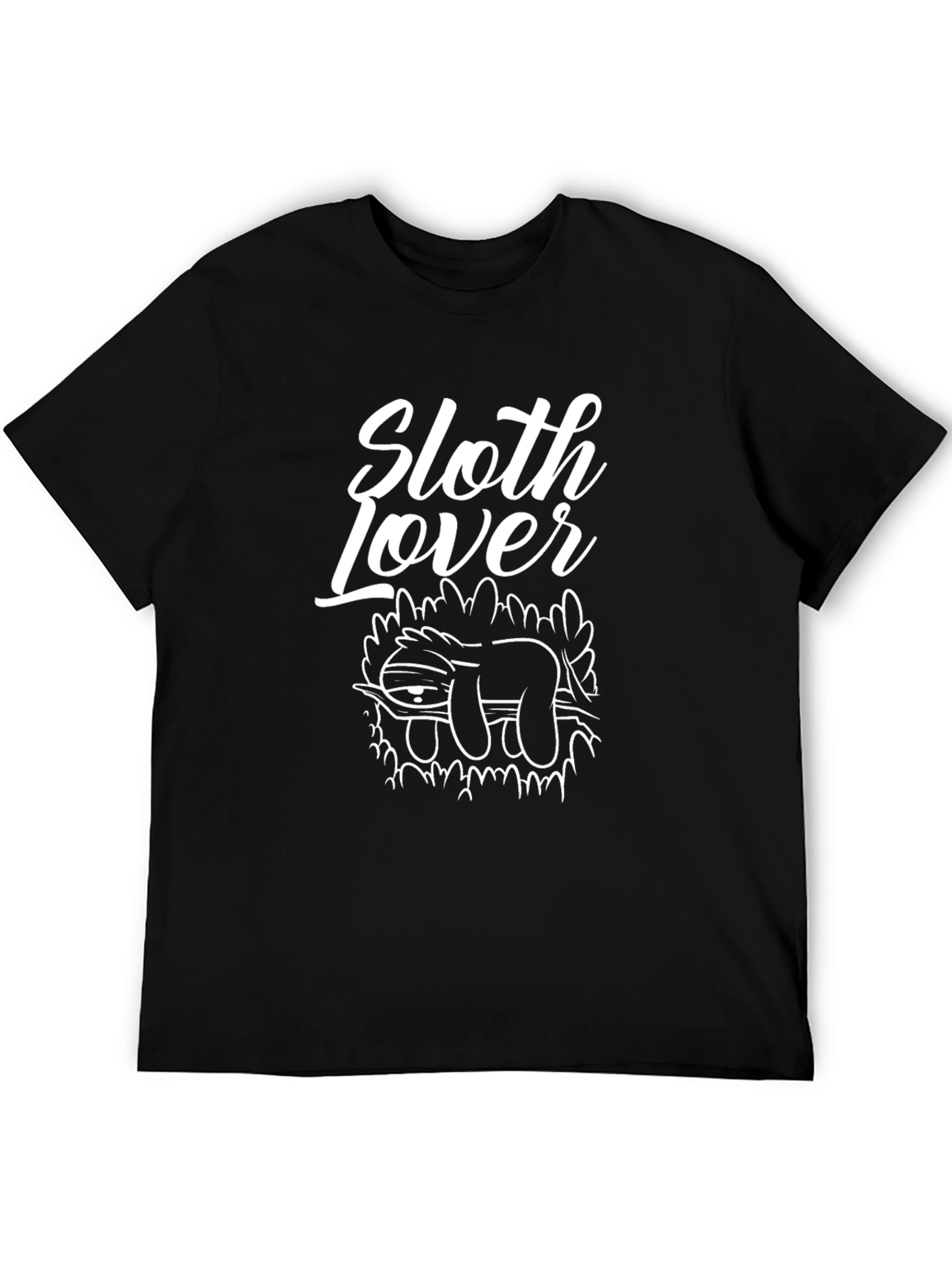 Sloth Lover Graphic Print Black T-Shirt
