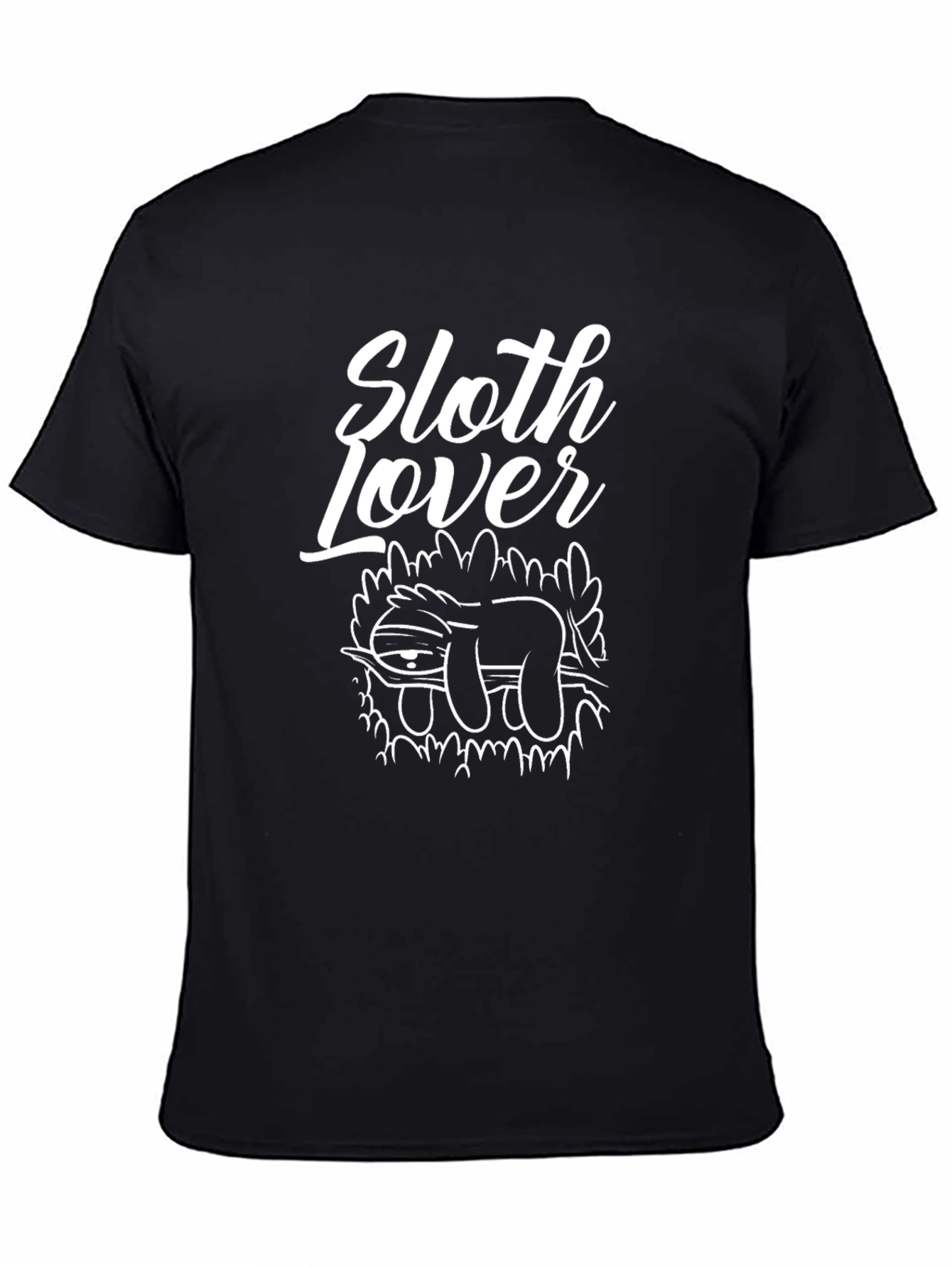 Sloth Lover Graphic Print Black T-Shirt
