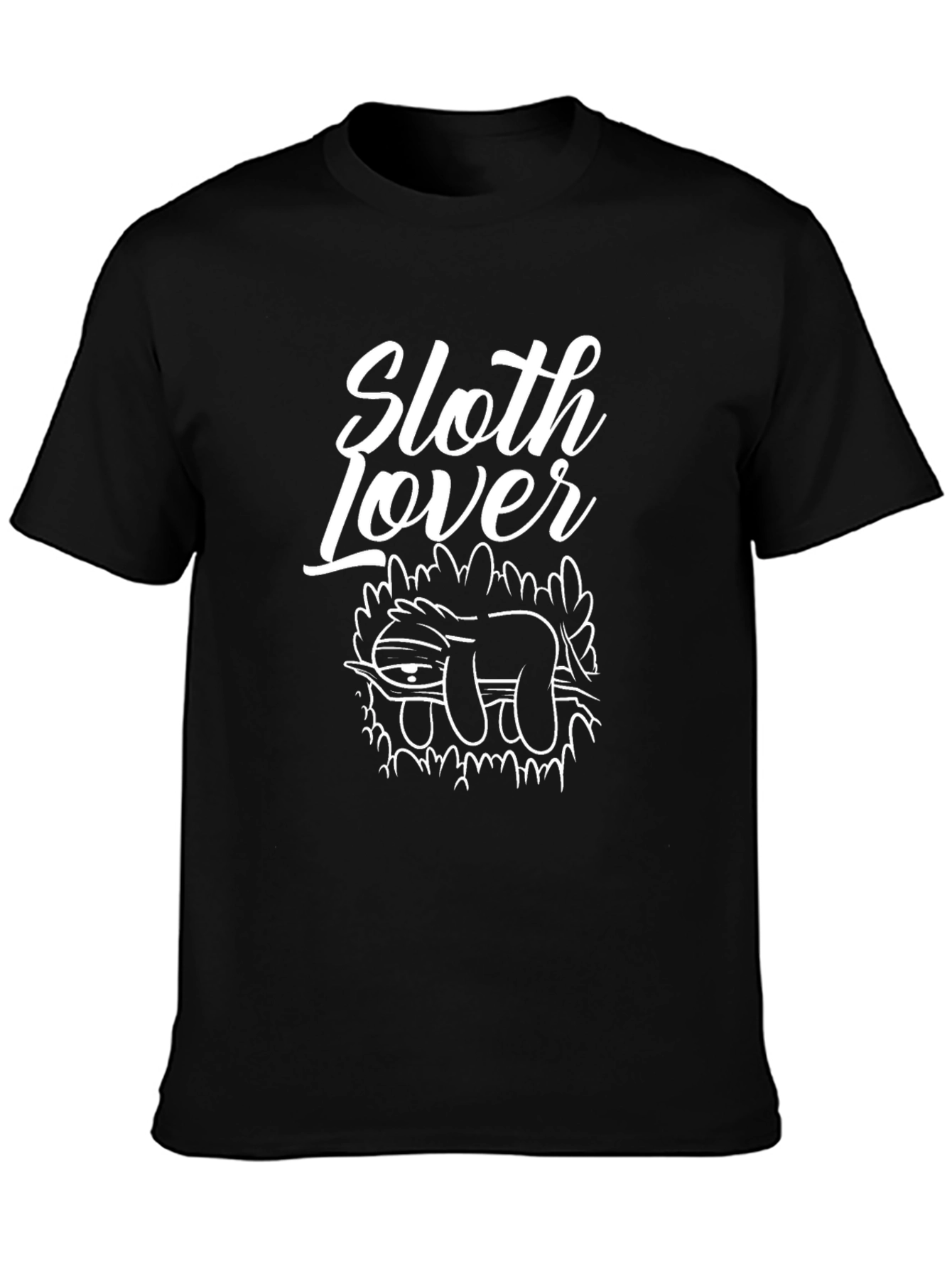Sloth Lover Graphic Print Black T-Shirt