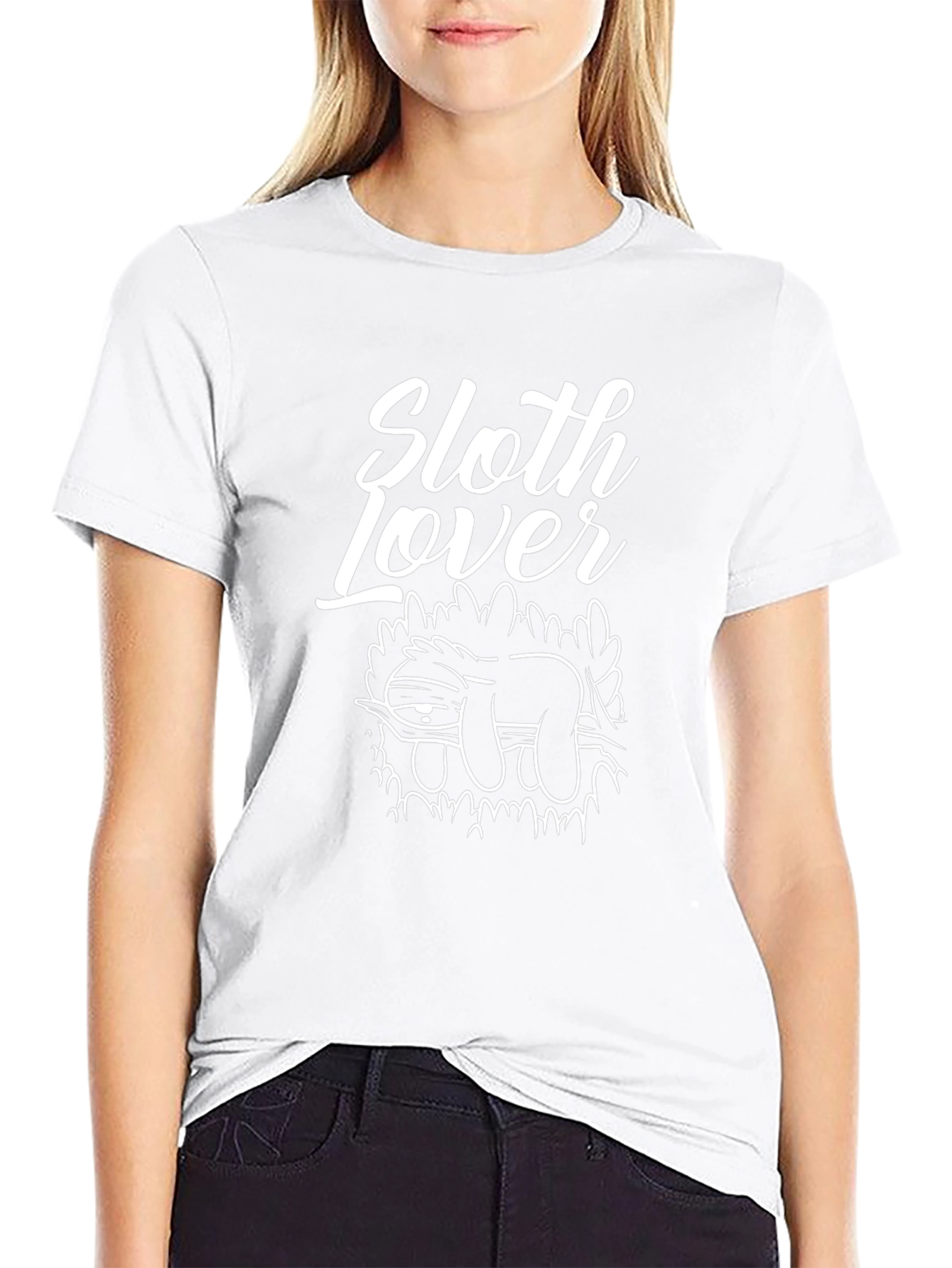 Sloth Lover Graphic Print Black T-Shirt