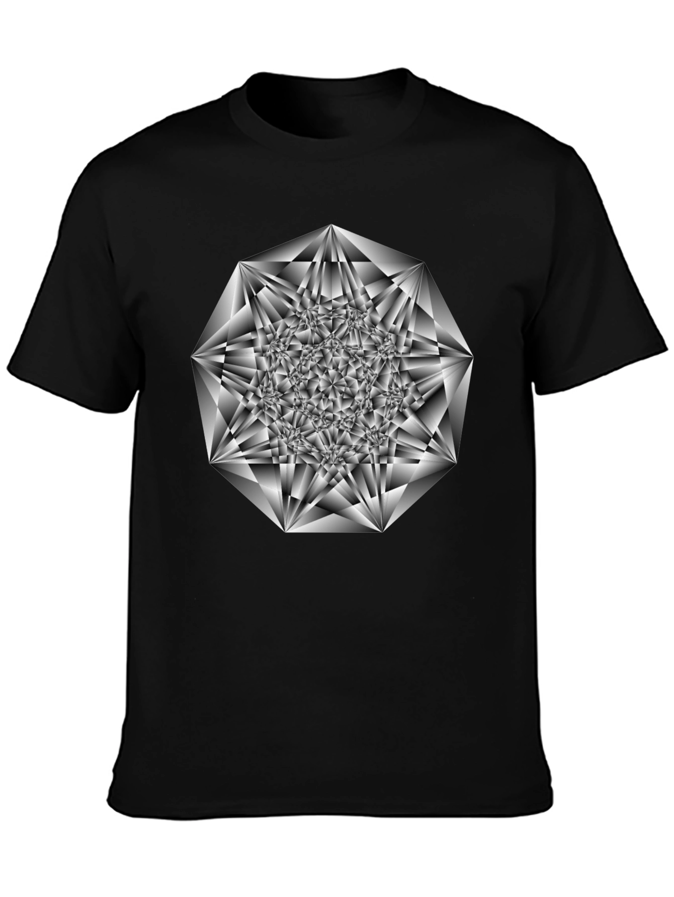 Geometric Diamond Graphic Tee - Black