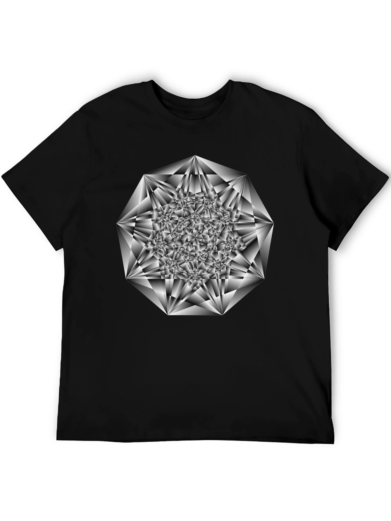 Geometric Diamond Graphic Tee - Black