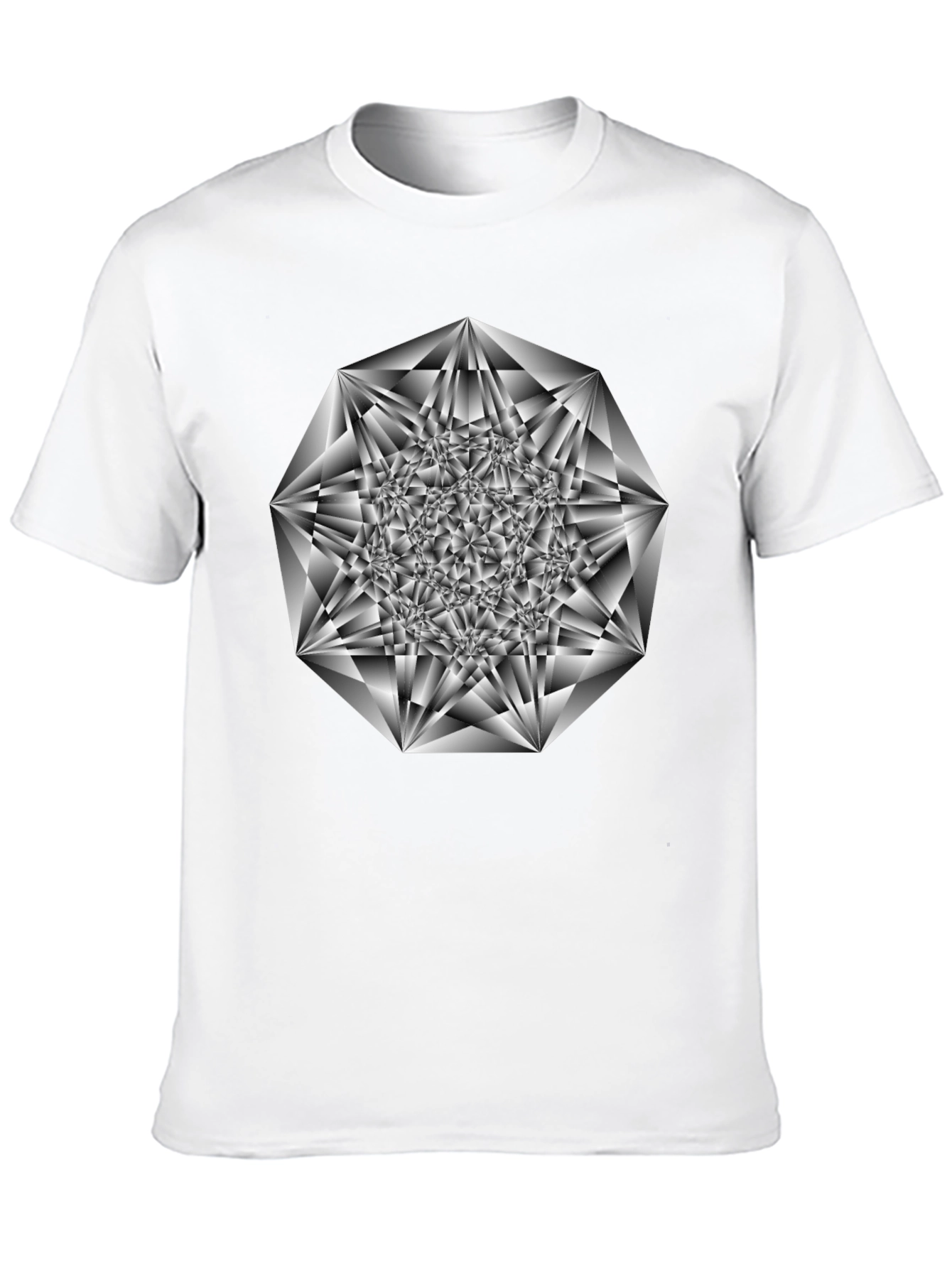 Geometric Diamond Graphic Tee - Black