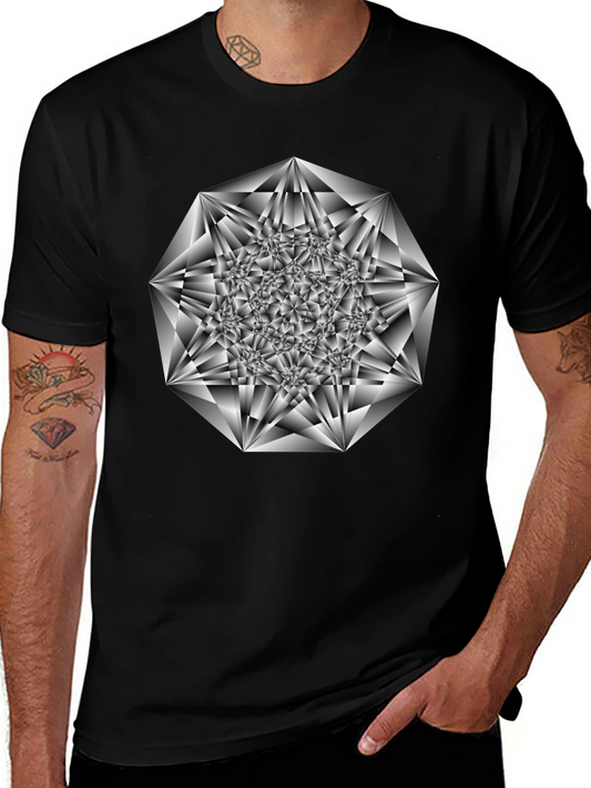 Geometric Diamond Graphic Tee - Black