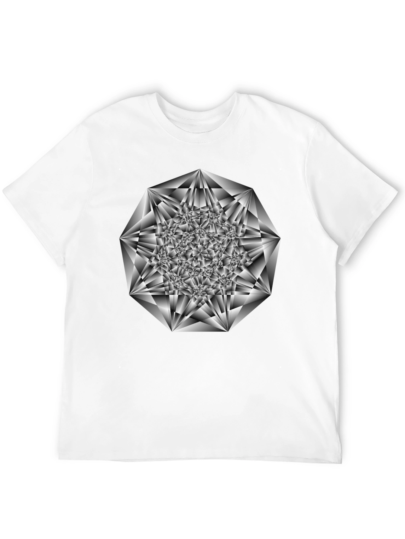 Geometric Diamond Graphic Tee - Black