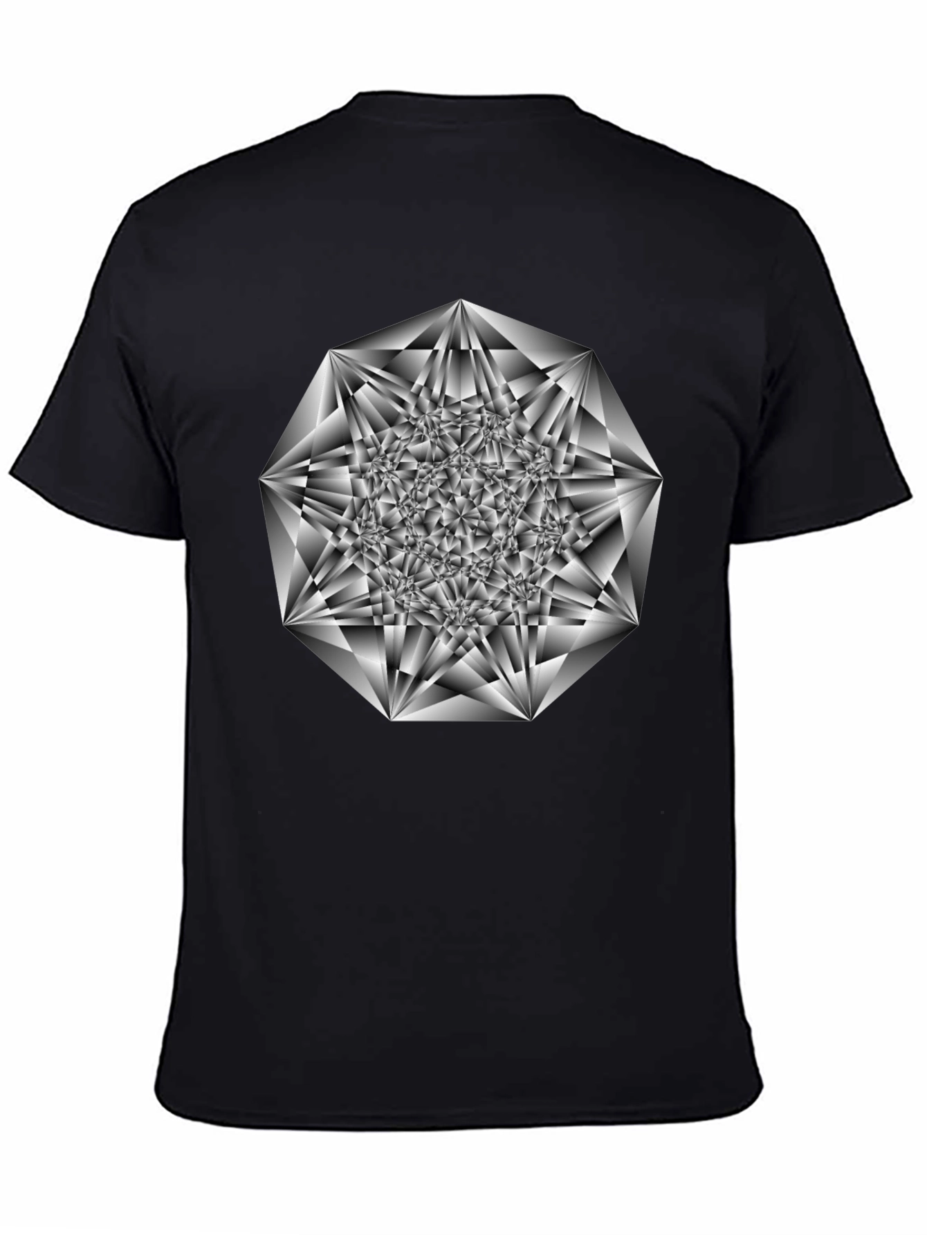 Geometric Diamond Graphic Tee - Black
