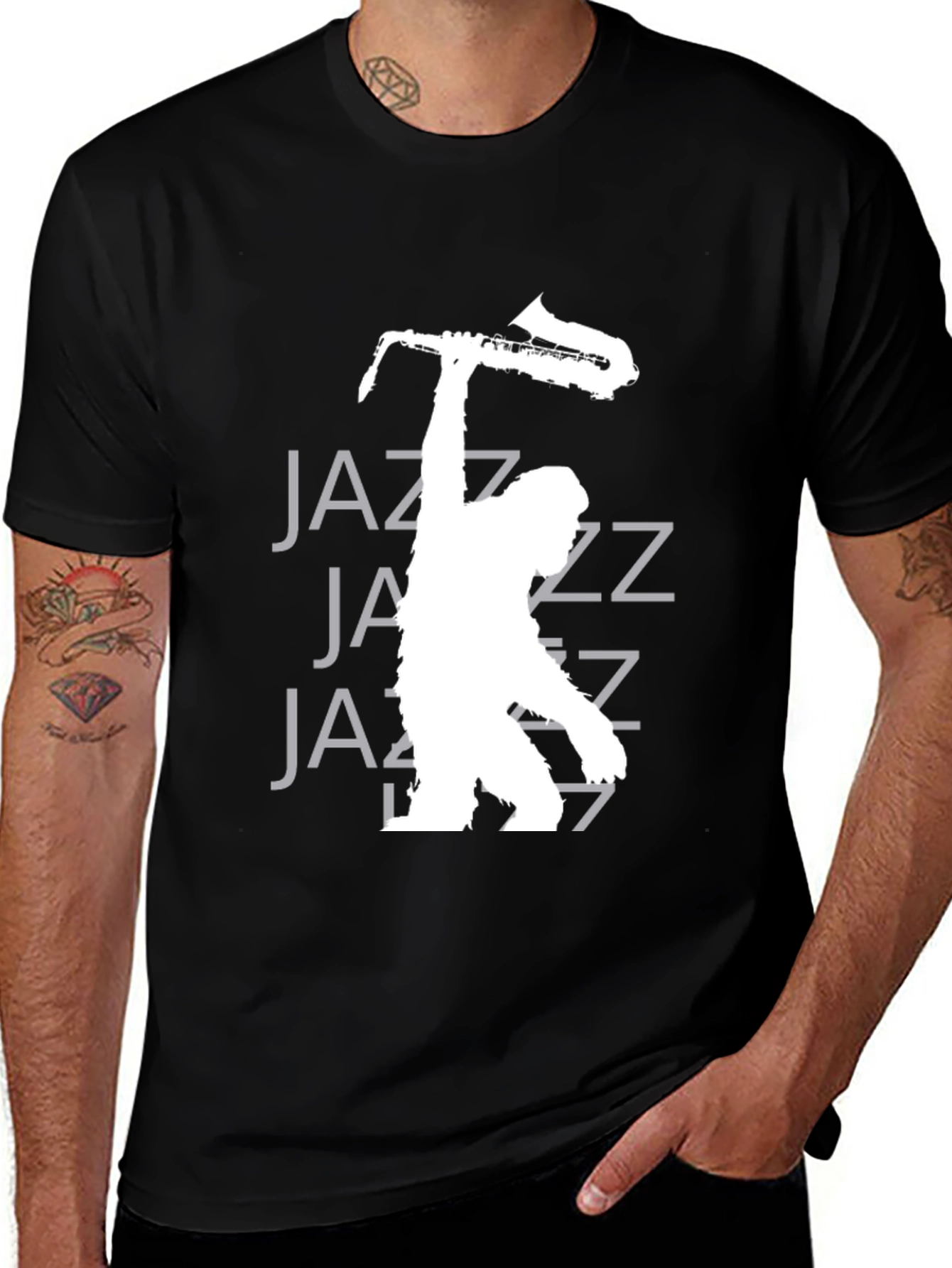 Cool Jazz Musician Graphic T-Shirt - Black